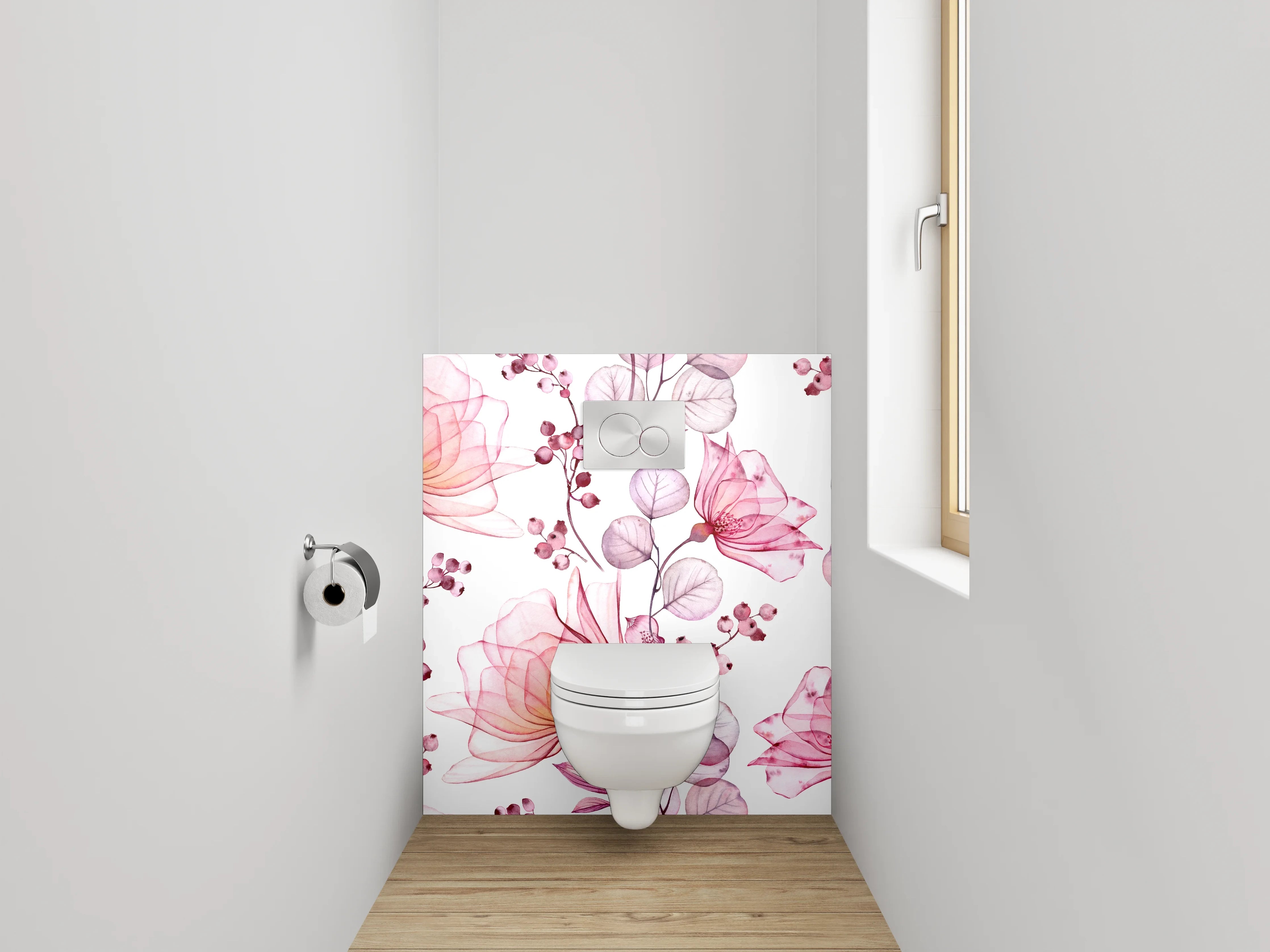 WC-Rückwand - Aquarell Blumen Rosa Lila