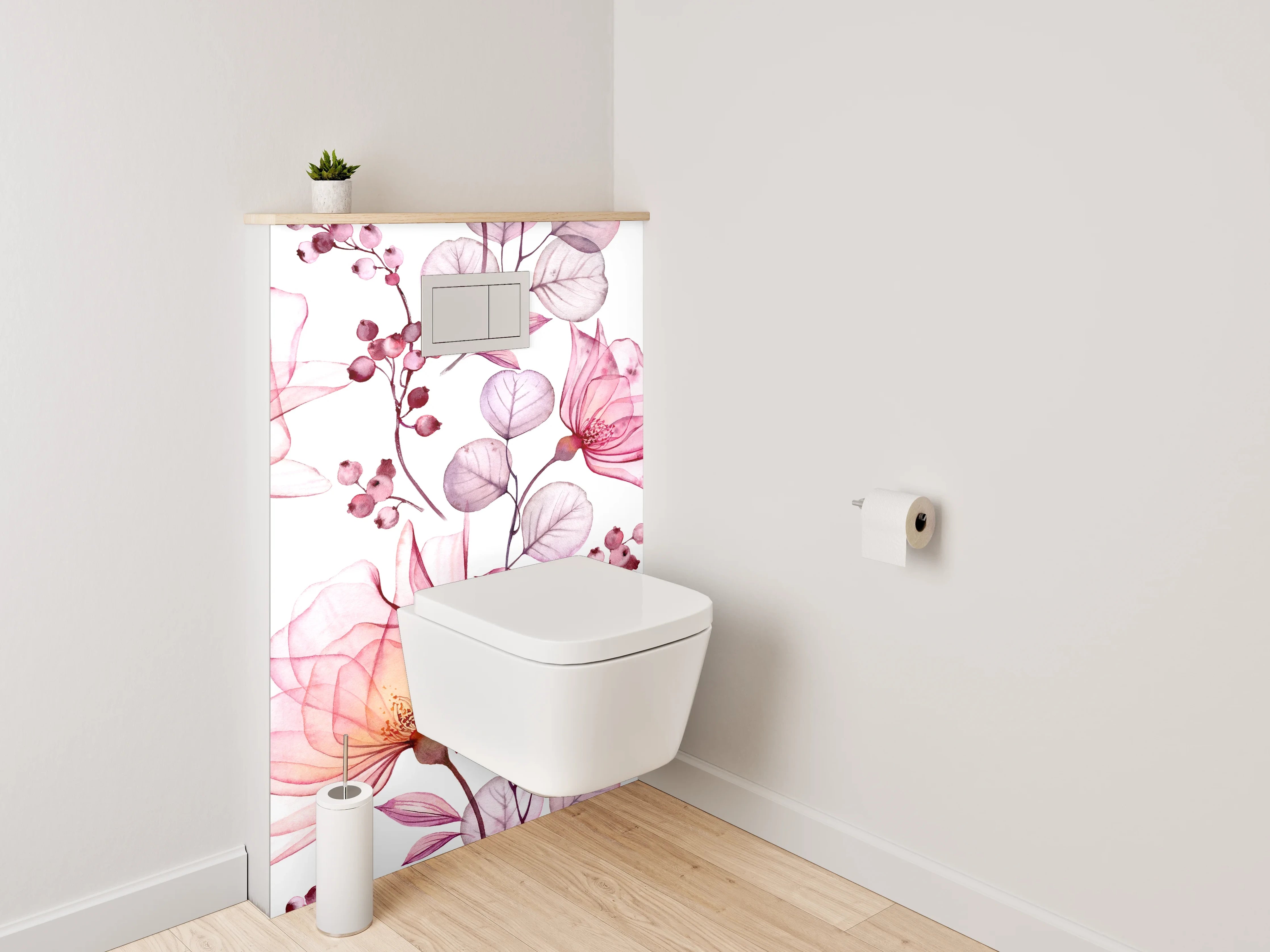 WC-Rückwand - Aquarell Blumen Rosa Lila