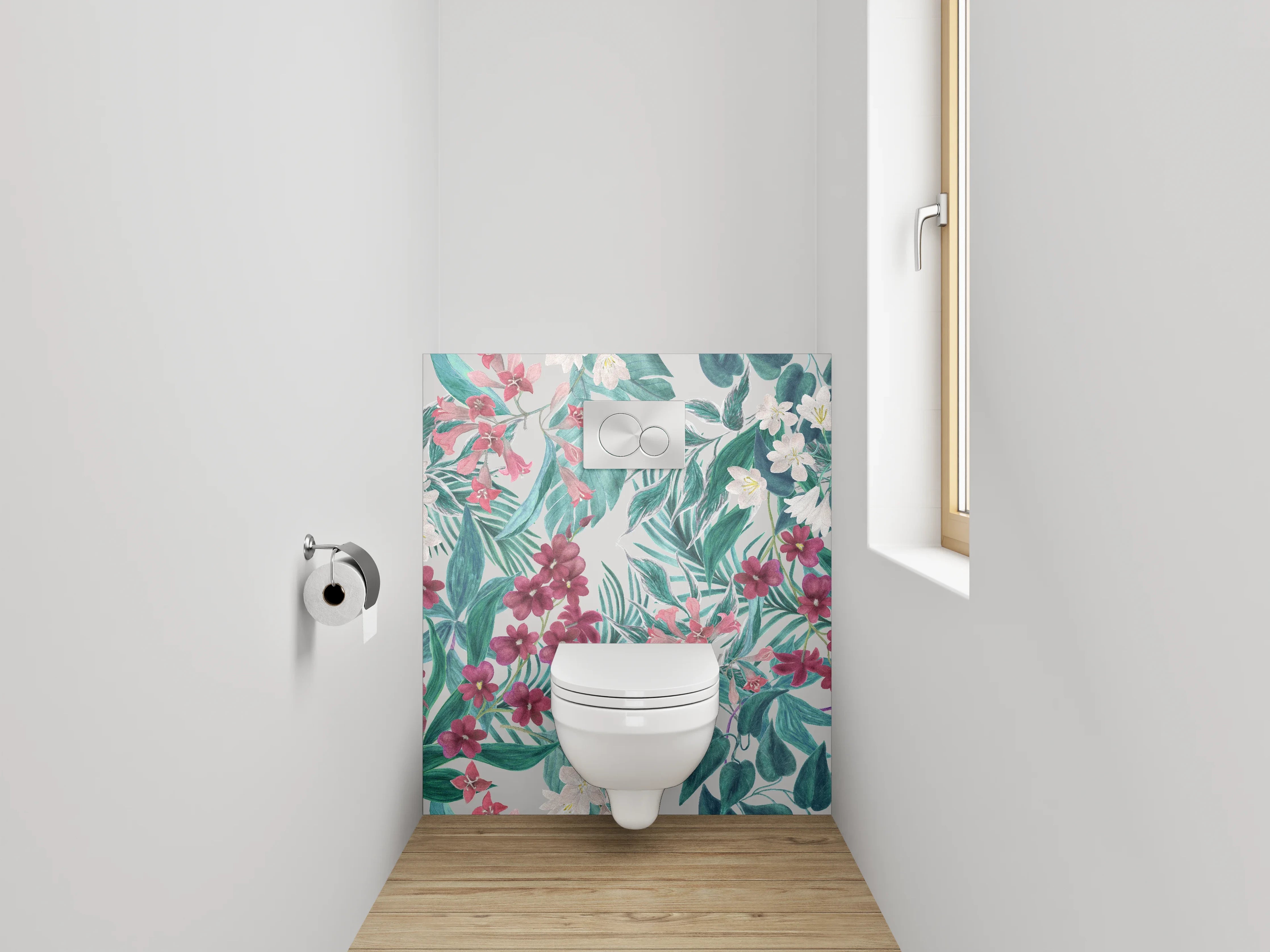 WC-Rückwand - Aquarell Blumen & Blätter Tapete