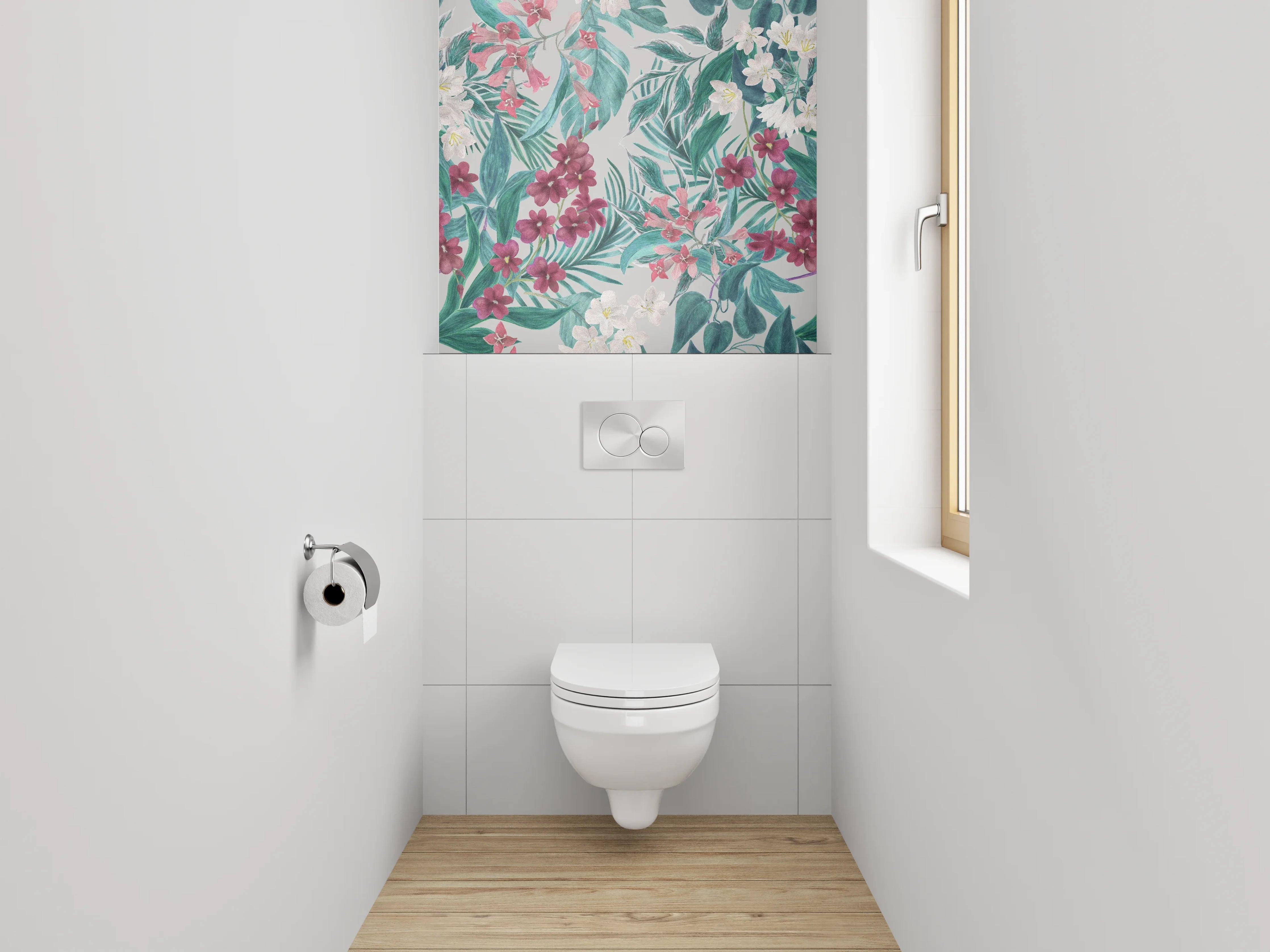 WC-Rückwand - Aquarell Blumen & Blätter Tapete