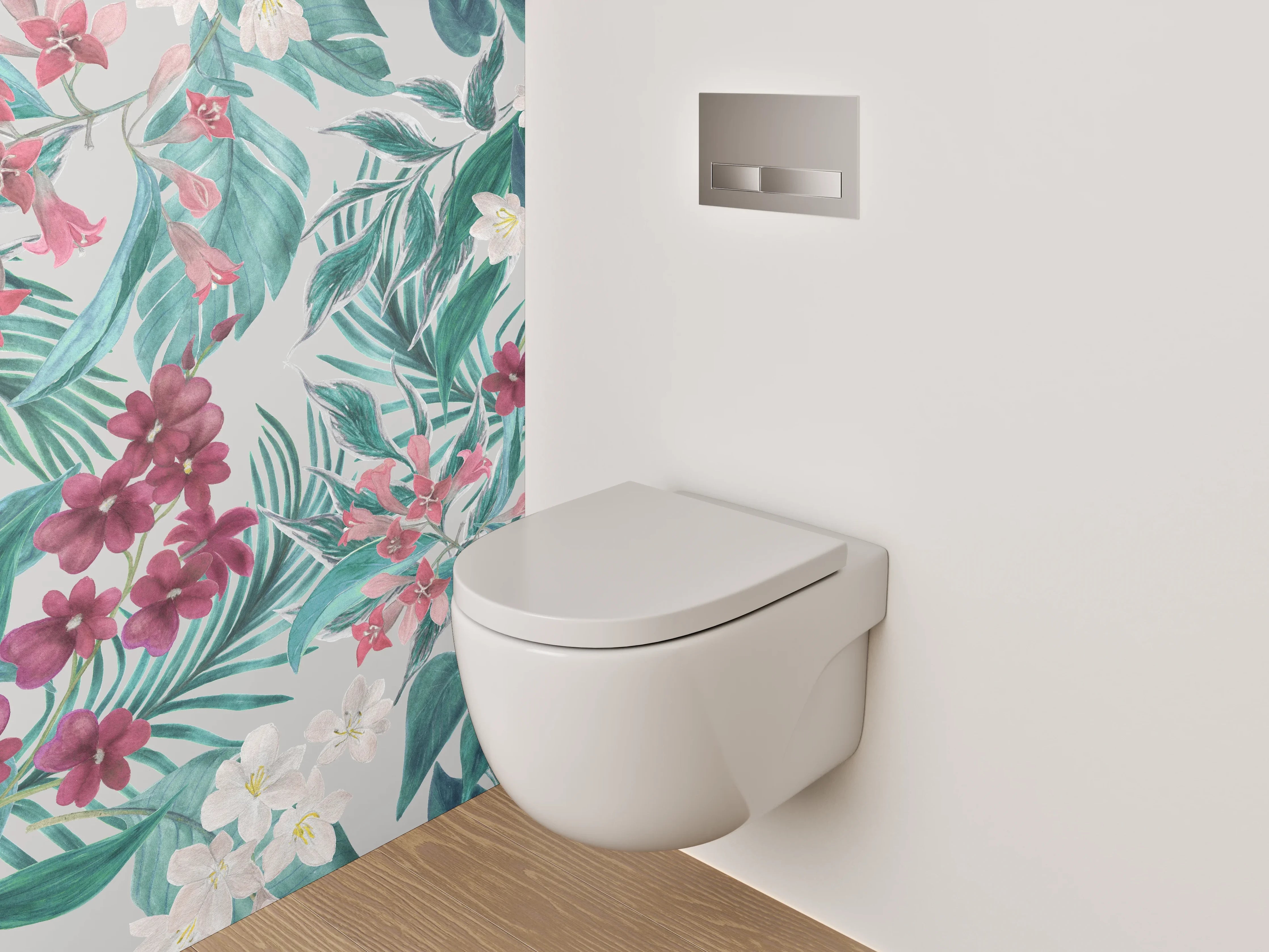 WC-Rückwand - Aquarell Blumen & Blätter Tapete