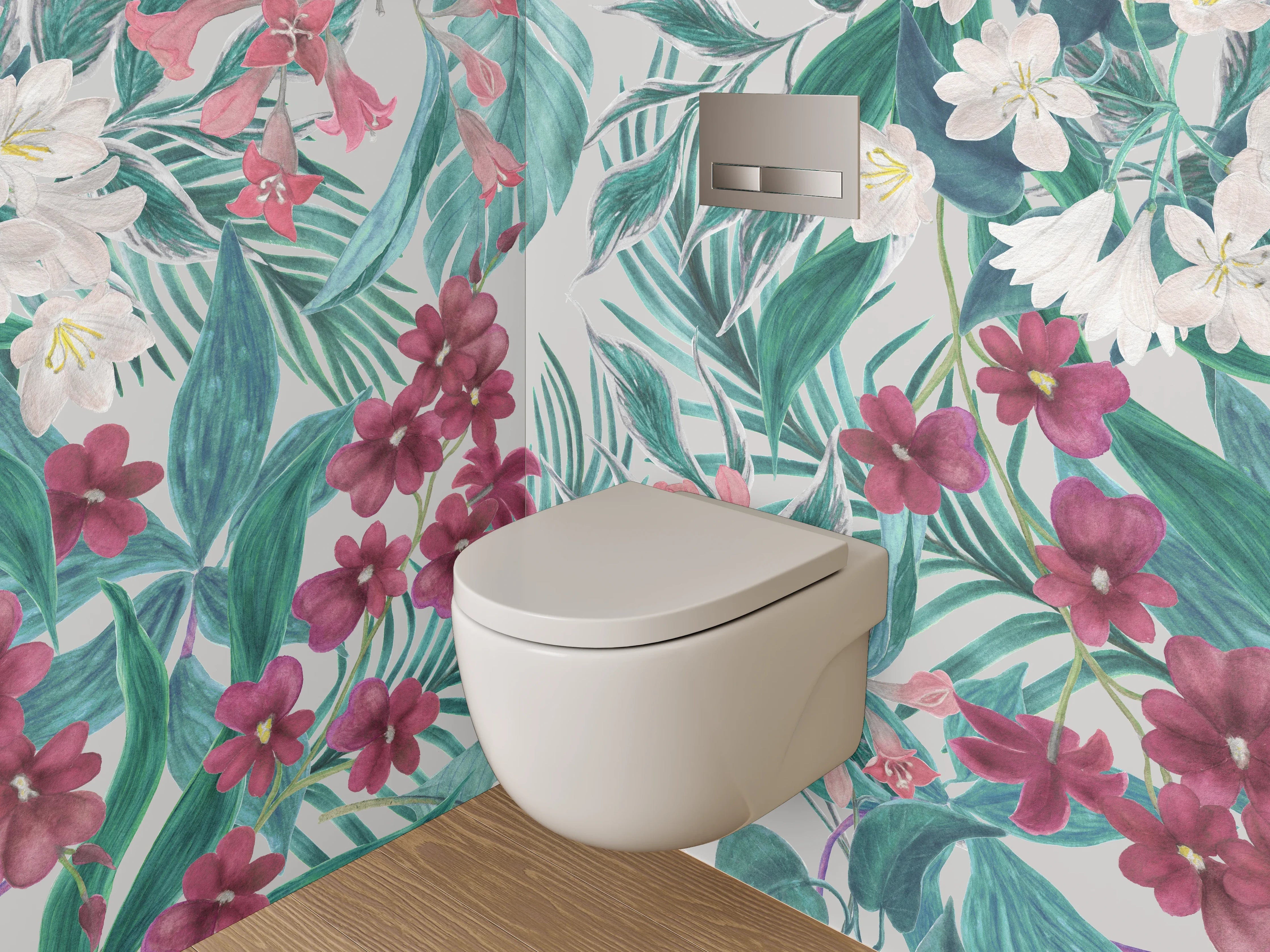 WC-Rückwand - Aquarell Blumen & Blätter Tapete