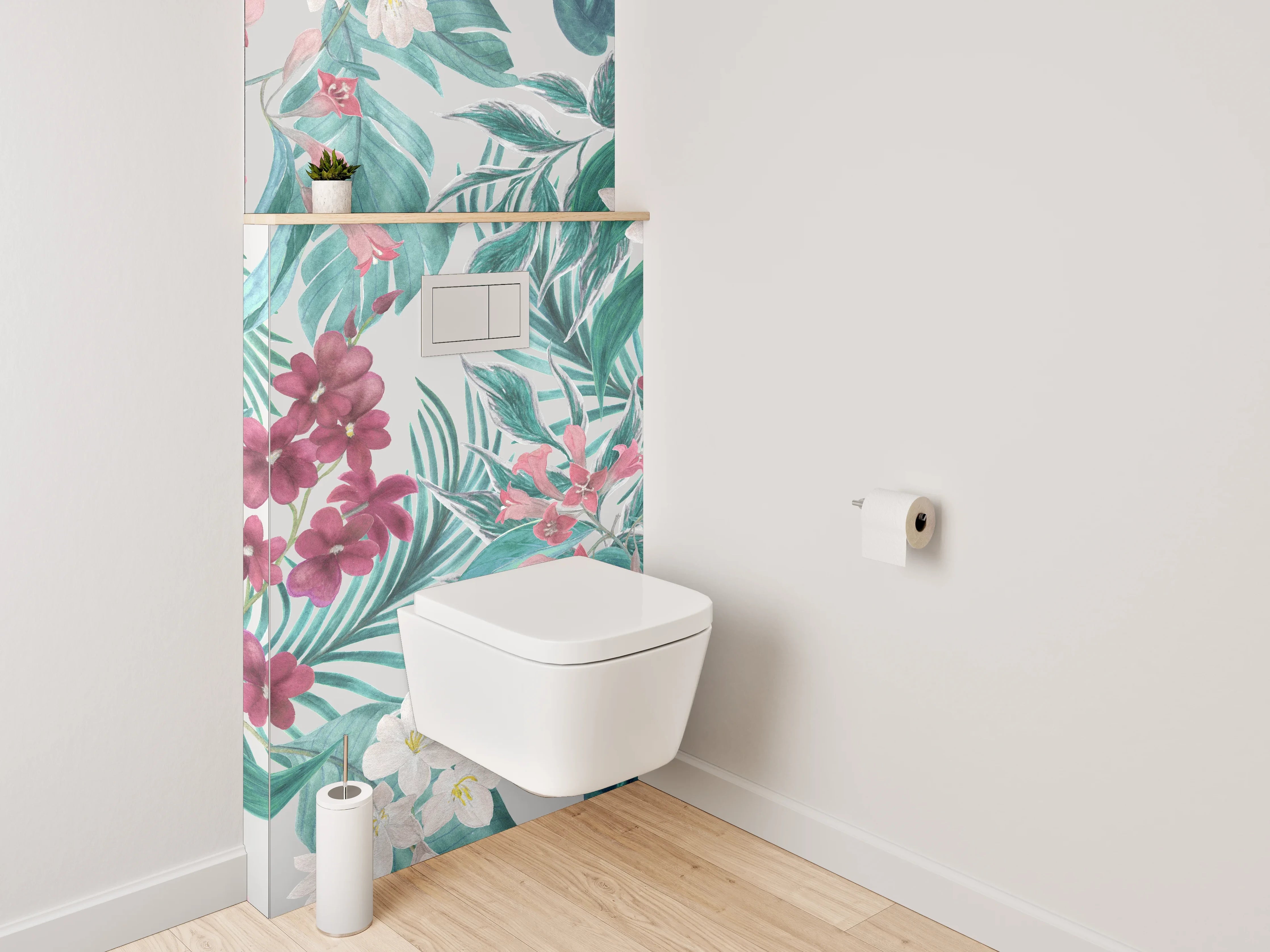 WC-Rückwand - Aquarell Blumen & Blätter Tapete
