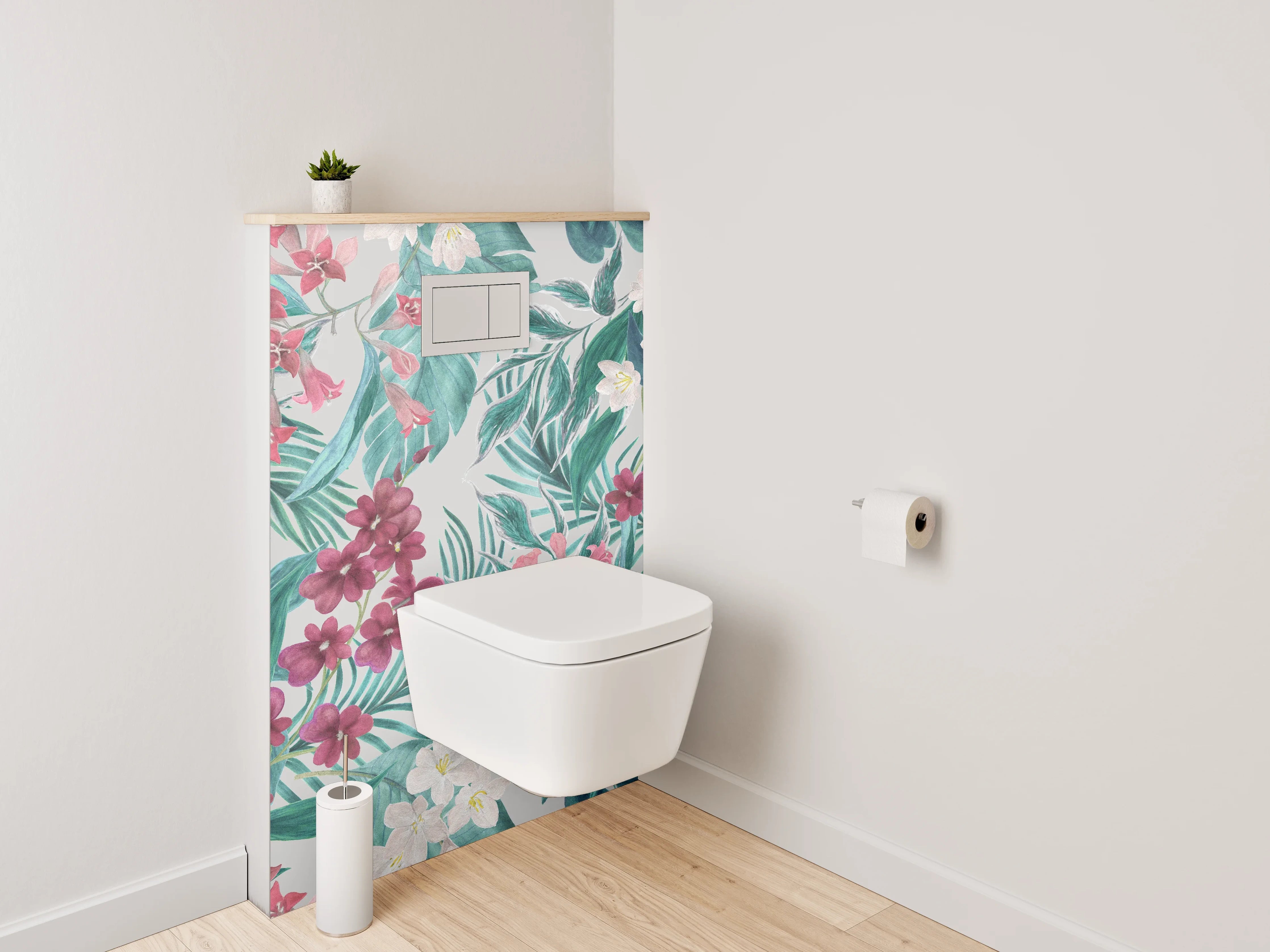 WC-Rückwand - Aquarell Blumen & Blätter Tapete