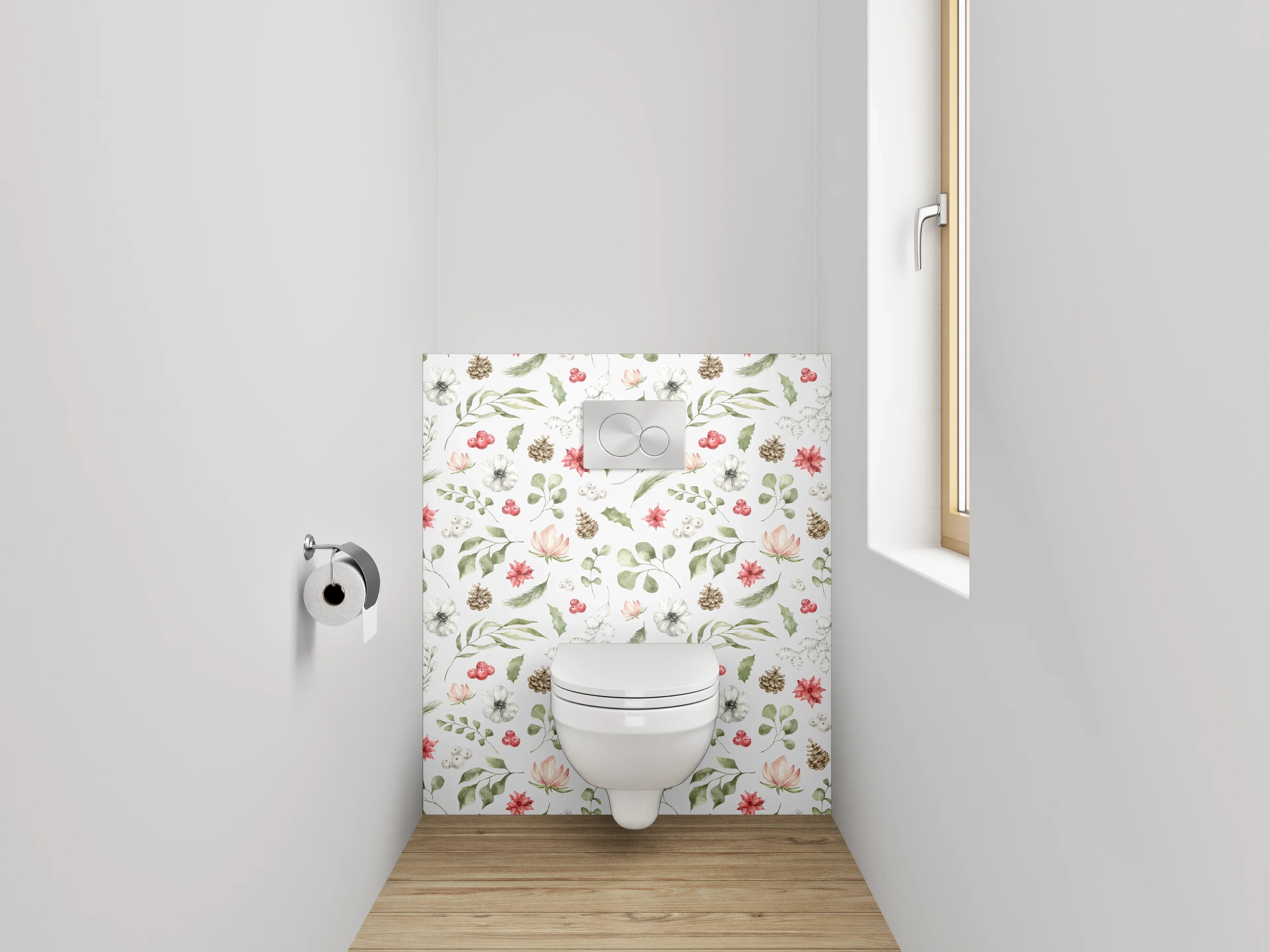 WC-Rückwand - Aquarell Blumen & Pflanzen Muster