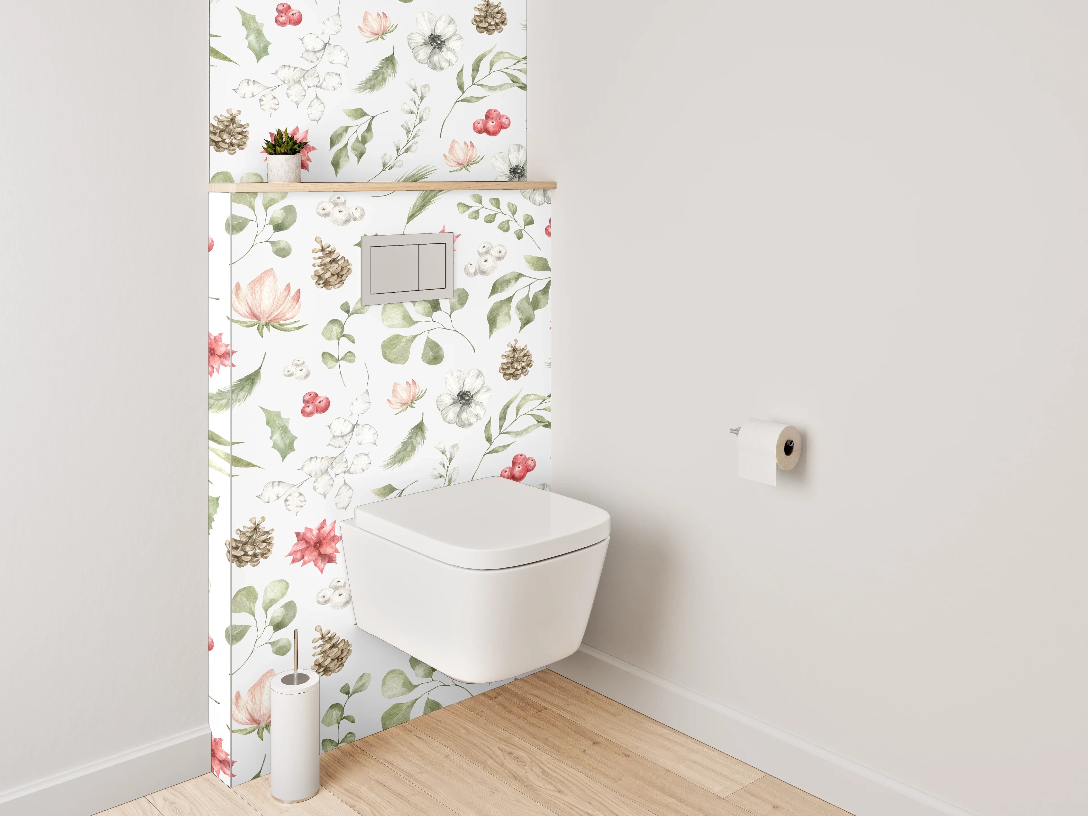 WC-Rückwand - Aquarell Blumen & Pflanzen Muster