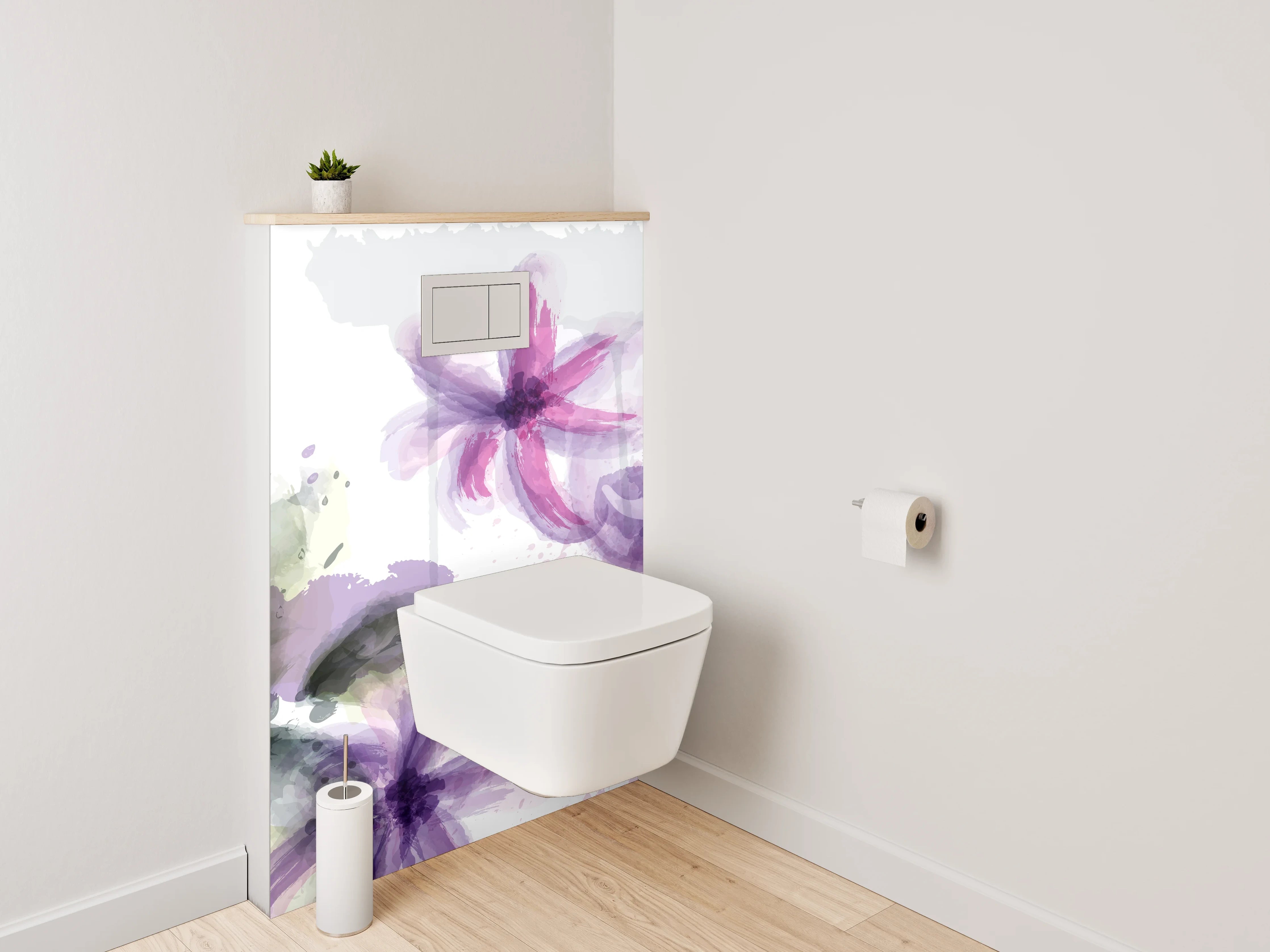 WC-Rückwand - Aquarell Blumen in Violett