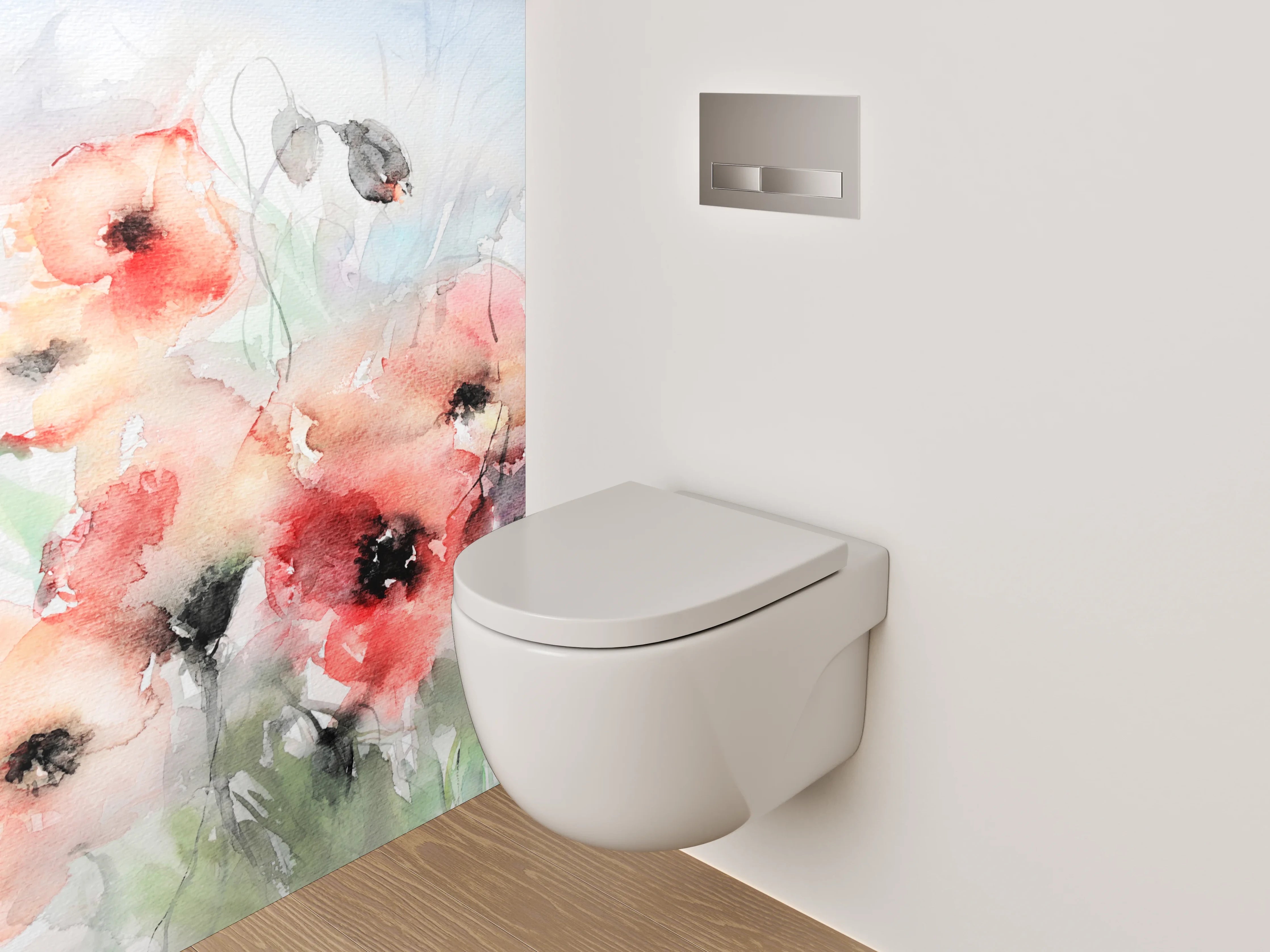 WC-Rückwand - Aquarell Blumenmotiv mit zarten Farben