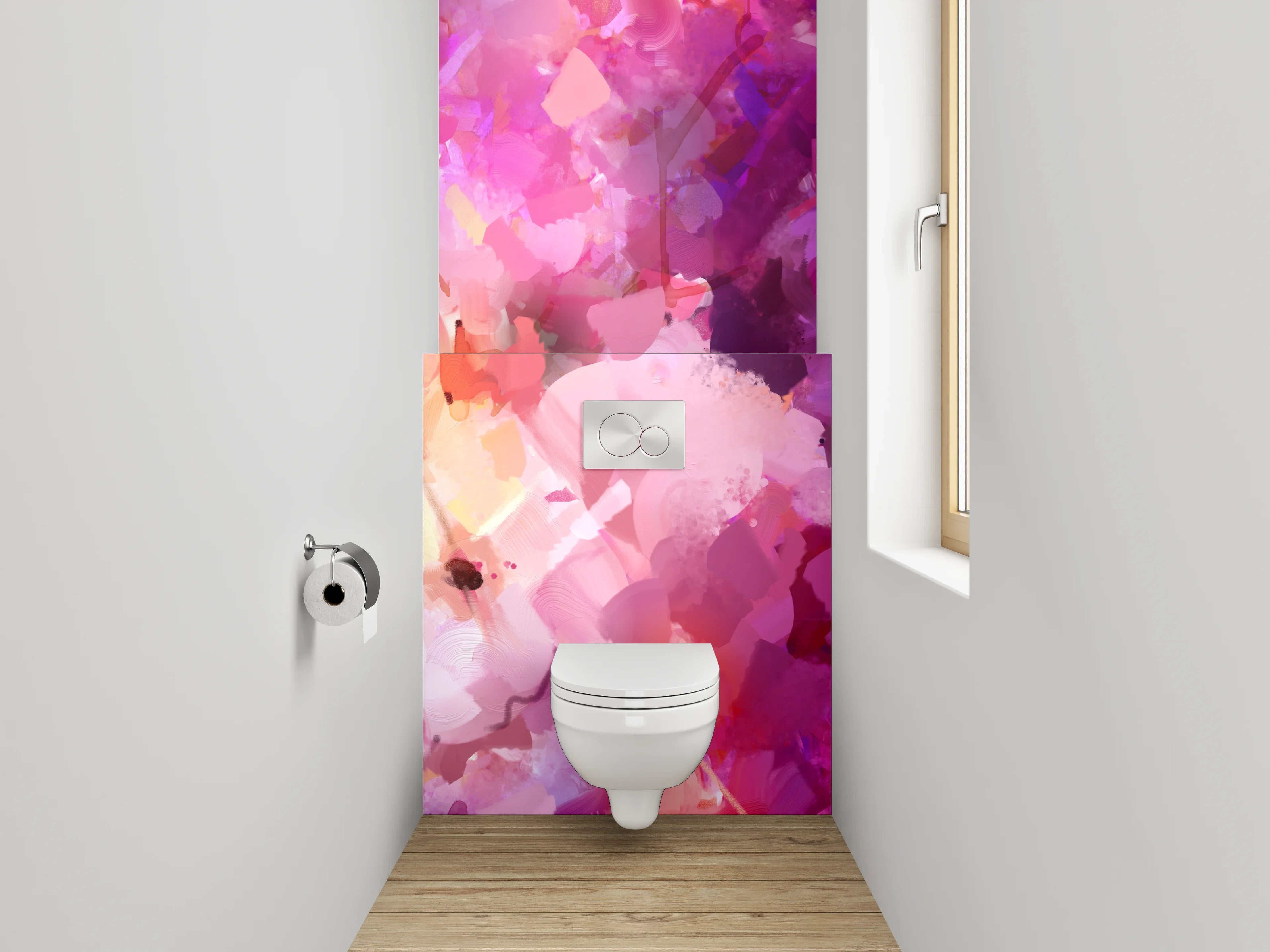 WC-Rückwand - Aquarell Blumenpracht in Pink Tönen