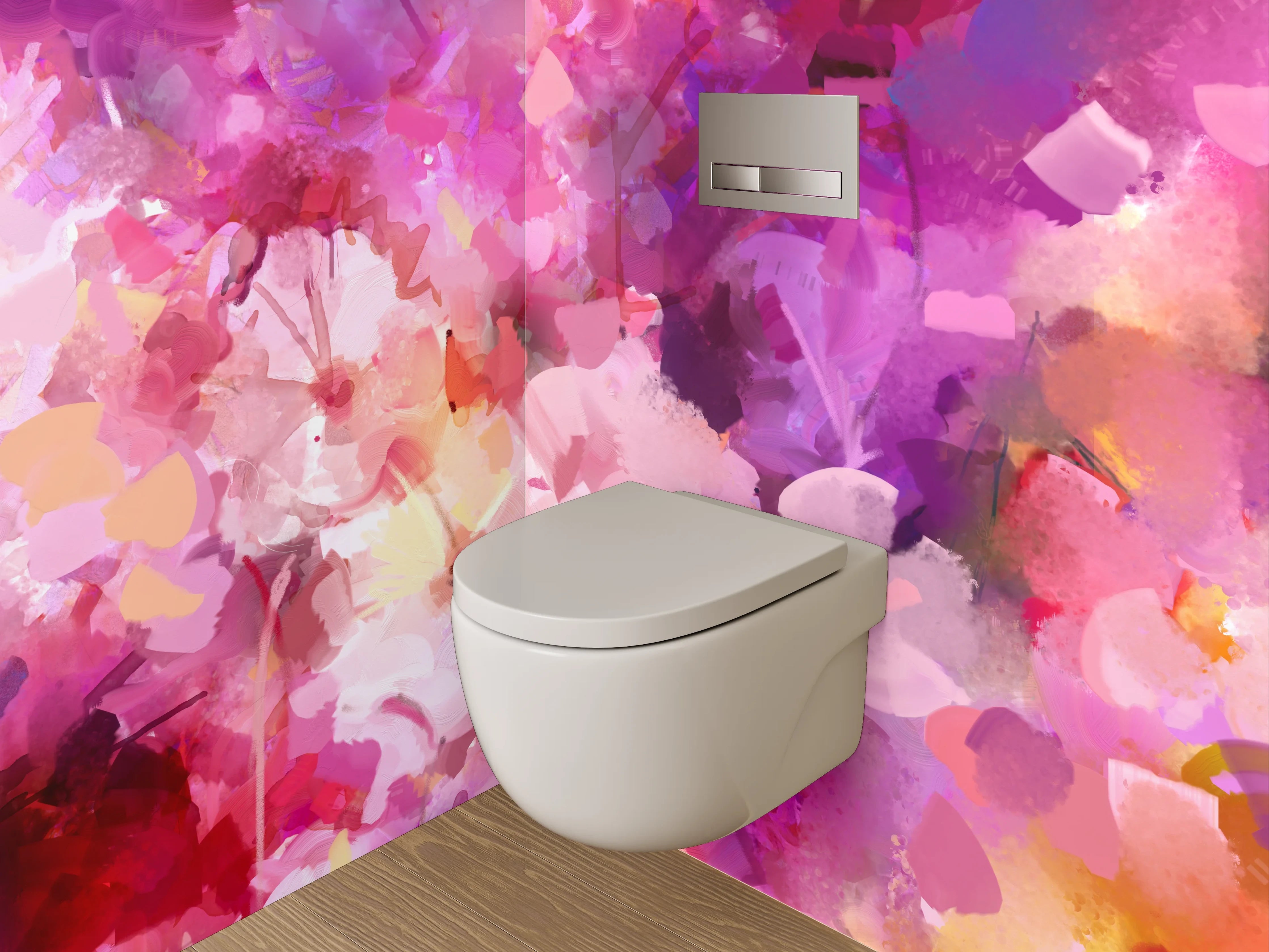 WC-Rückwand - Aquarell Blumenpracht in Pink Tönen