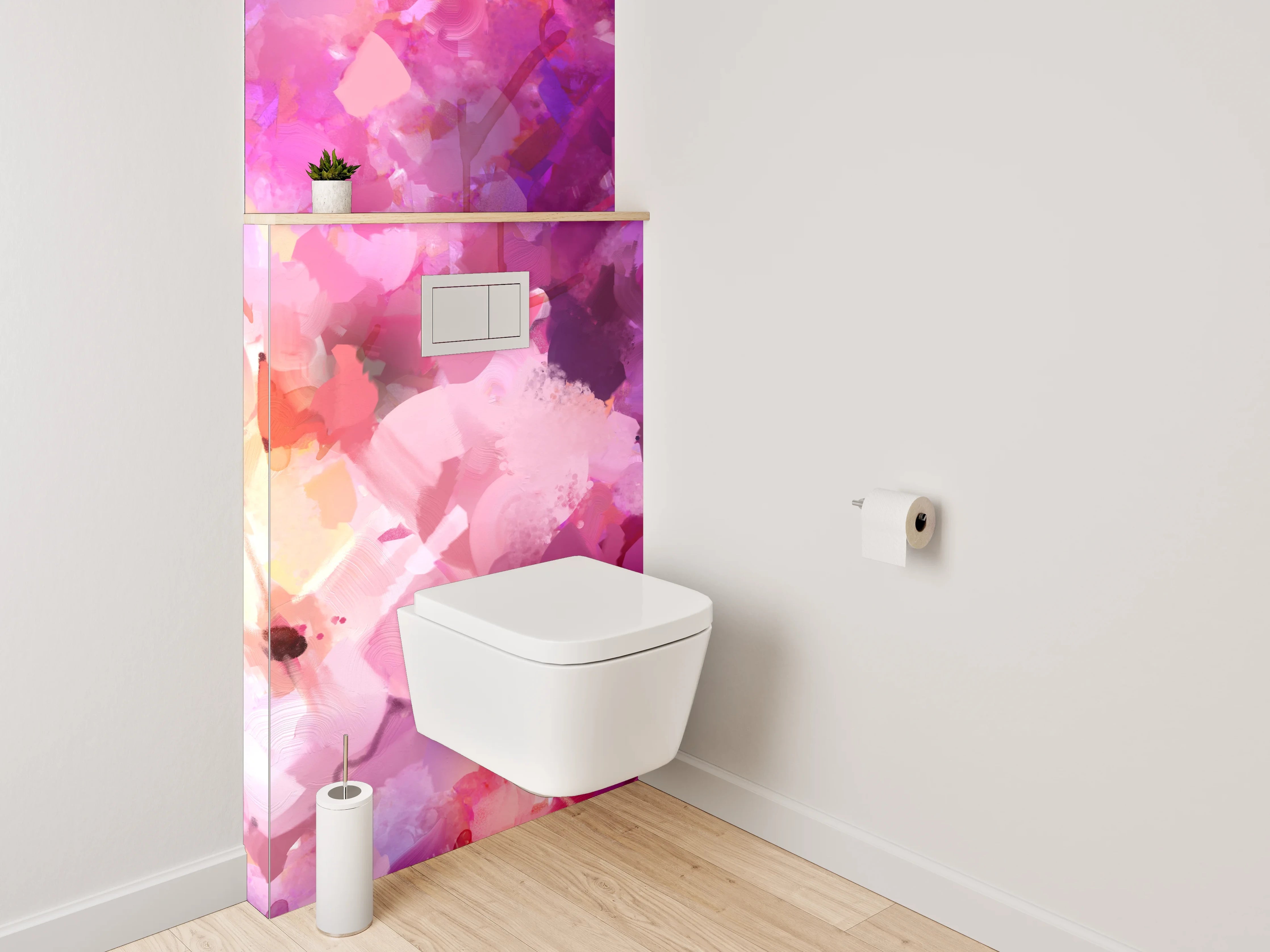 WC-Rückwand - Aquarell Blumenpracht in Pink Tönen