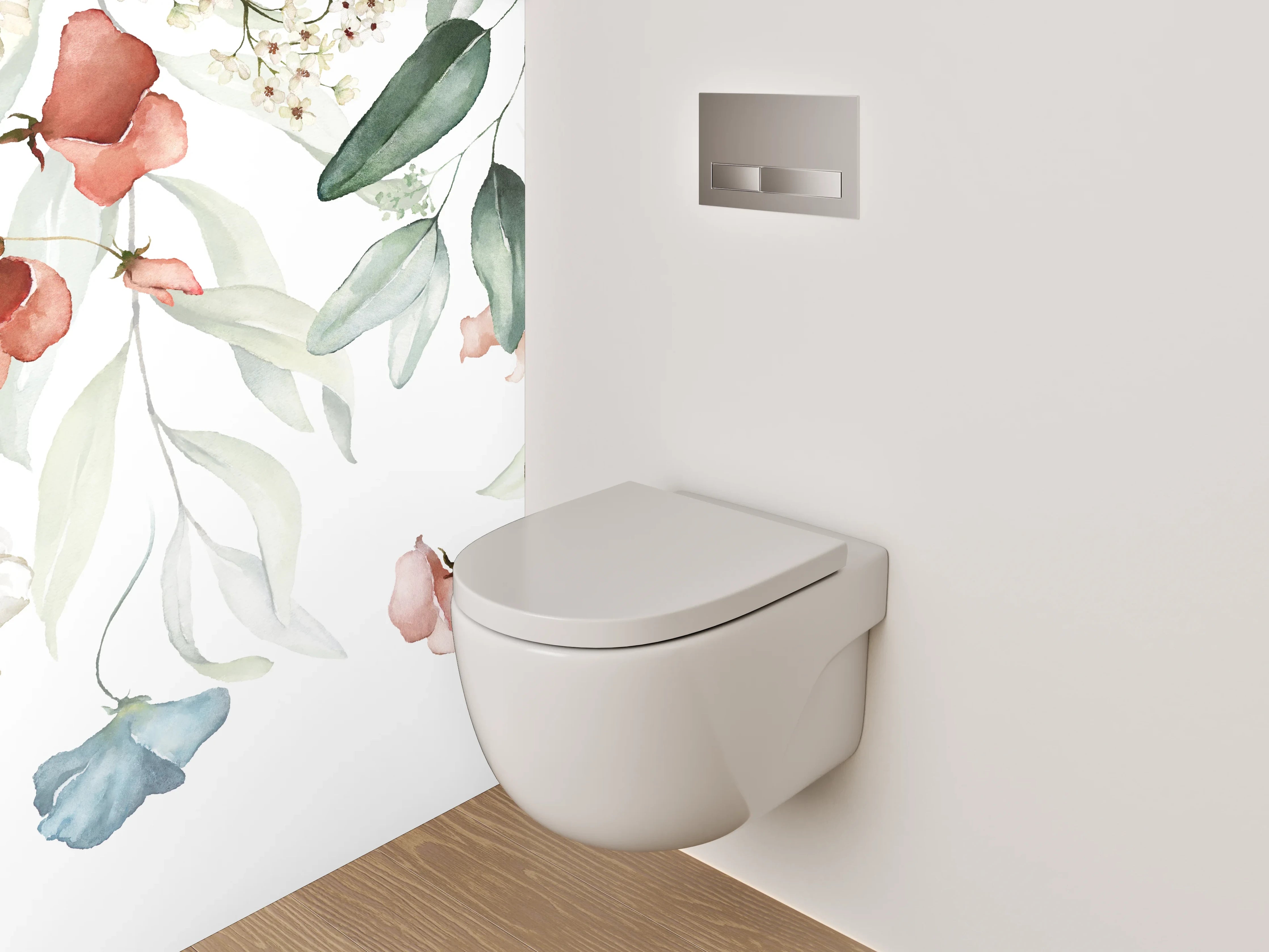 WC-Rückwand - Aquarell Blumenranke Soft Pastell