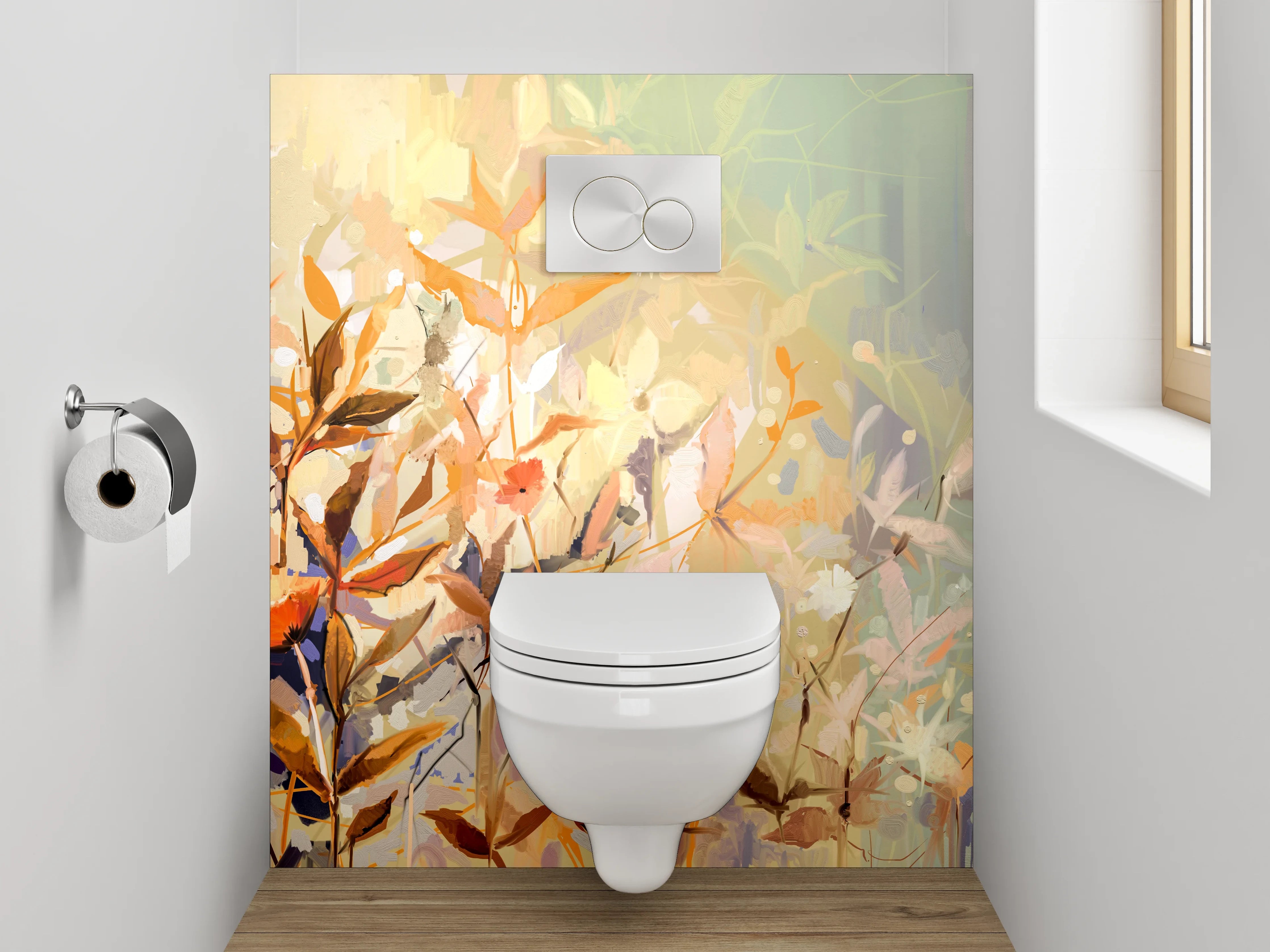 WC-Rückwand - Aquarell Blumenwiese Pastell