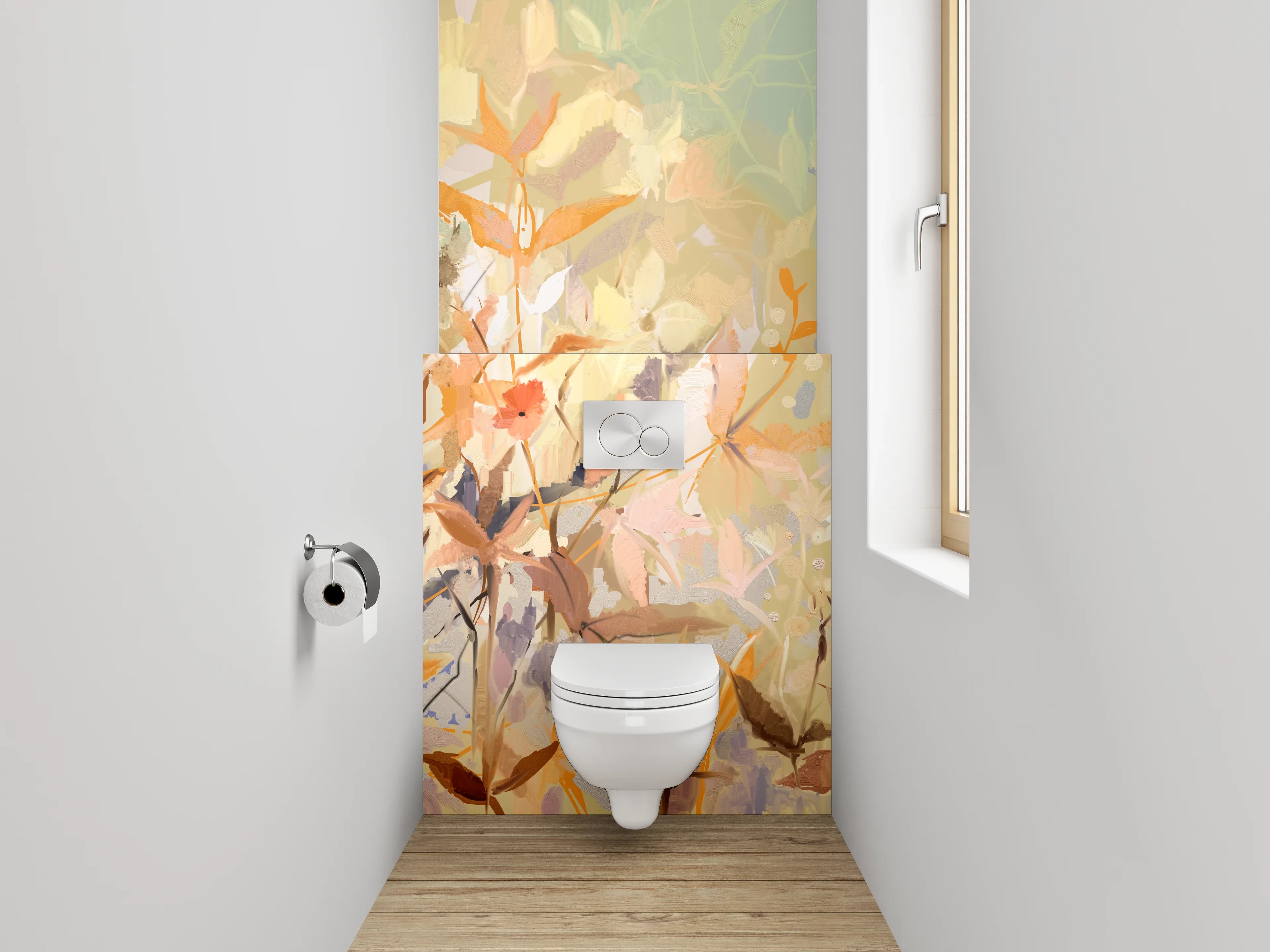 WC-Rückwand - Aquarell Blumenwiese Pastell