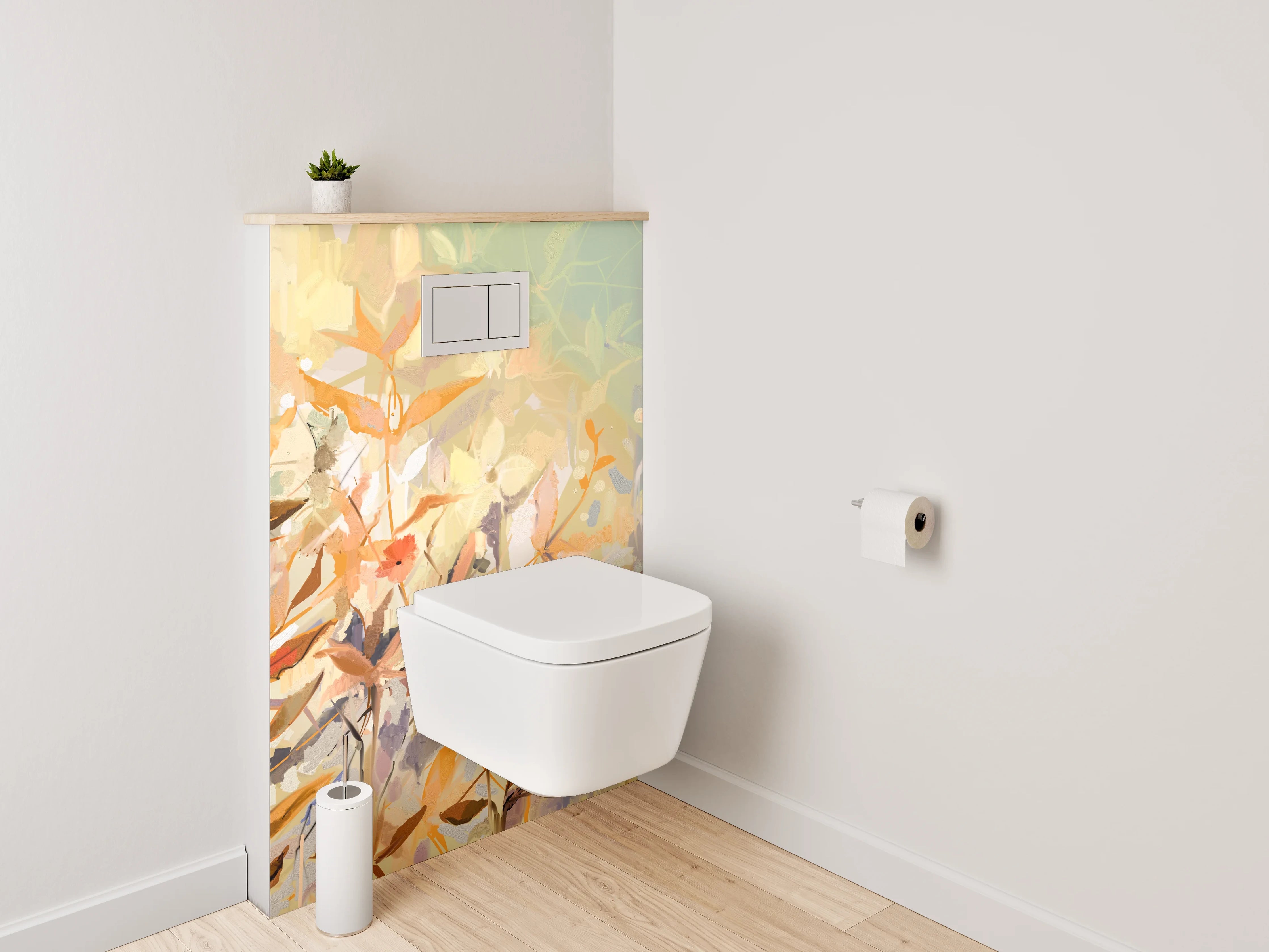 WC-Rückwand - Aquarell Blumenwiese Pastell