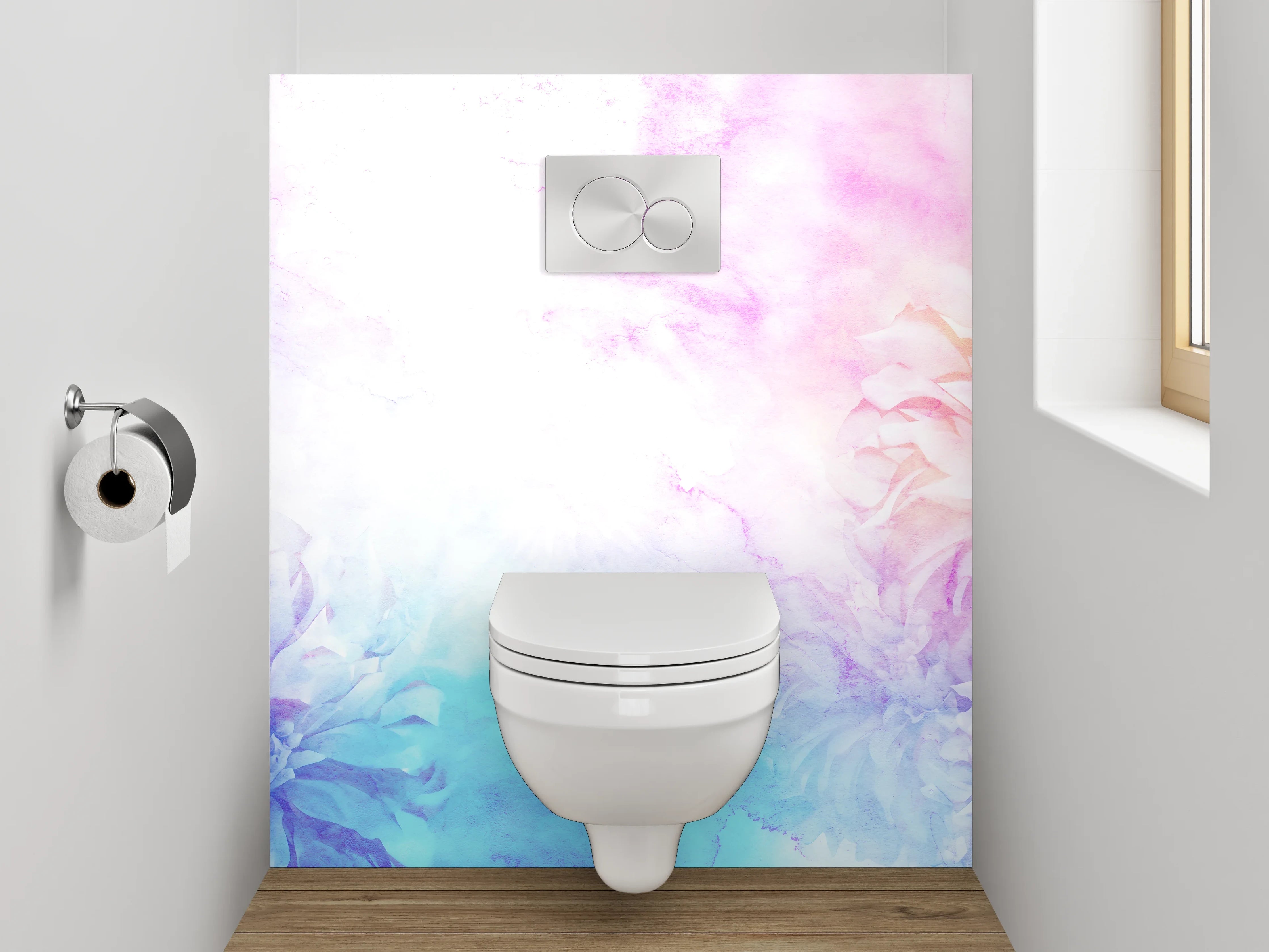 WC-Rückwand - Aquarell Blumenzauber in Pastell