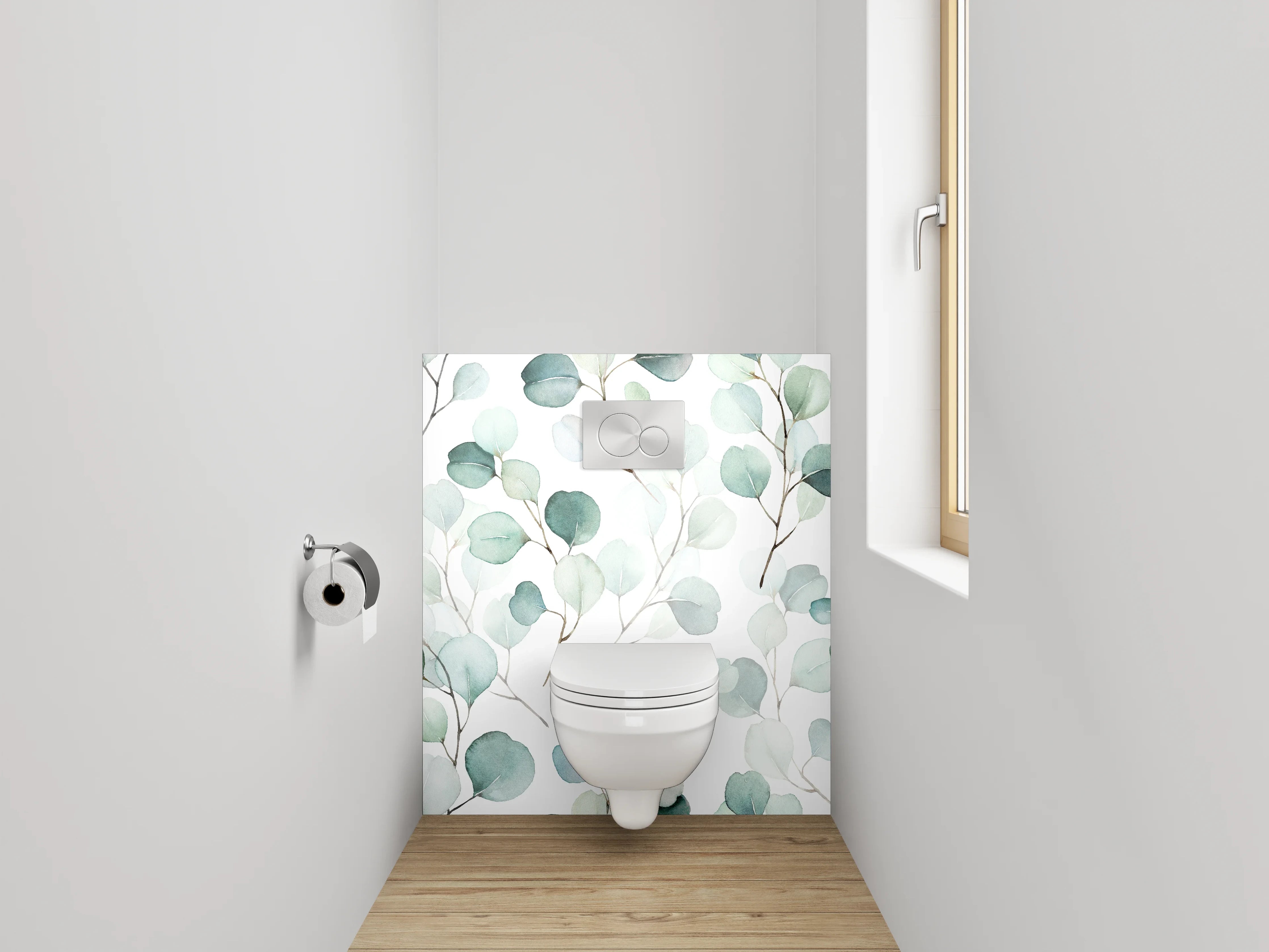 WC-Rückwand - Aquarell Eukalyptus Blätter Muster