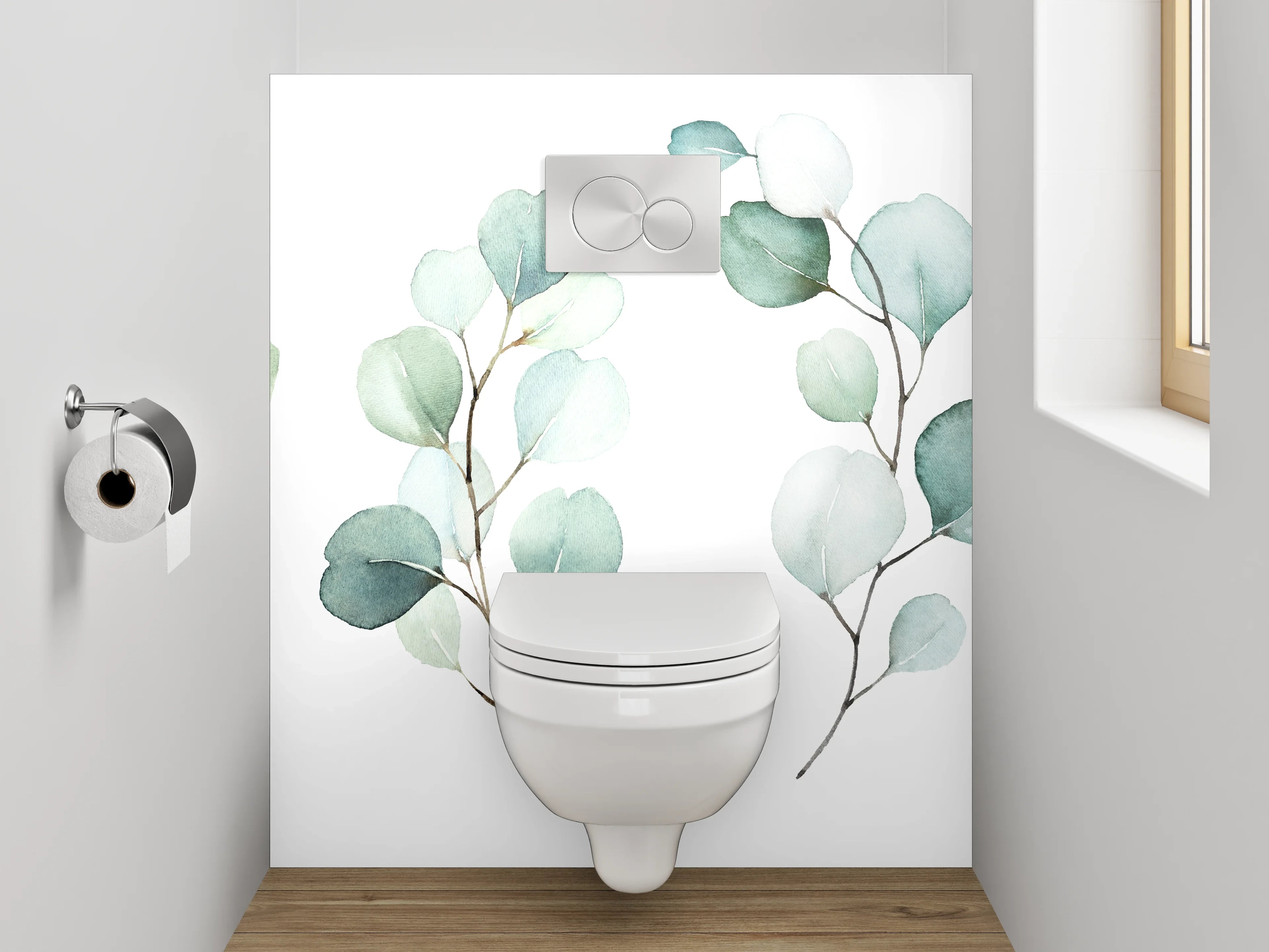 WC-Rückwand - Aquarell Eukalyptus Zweige Illustration