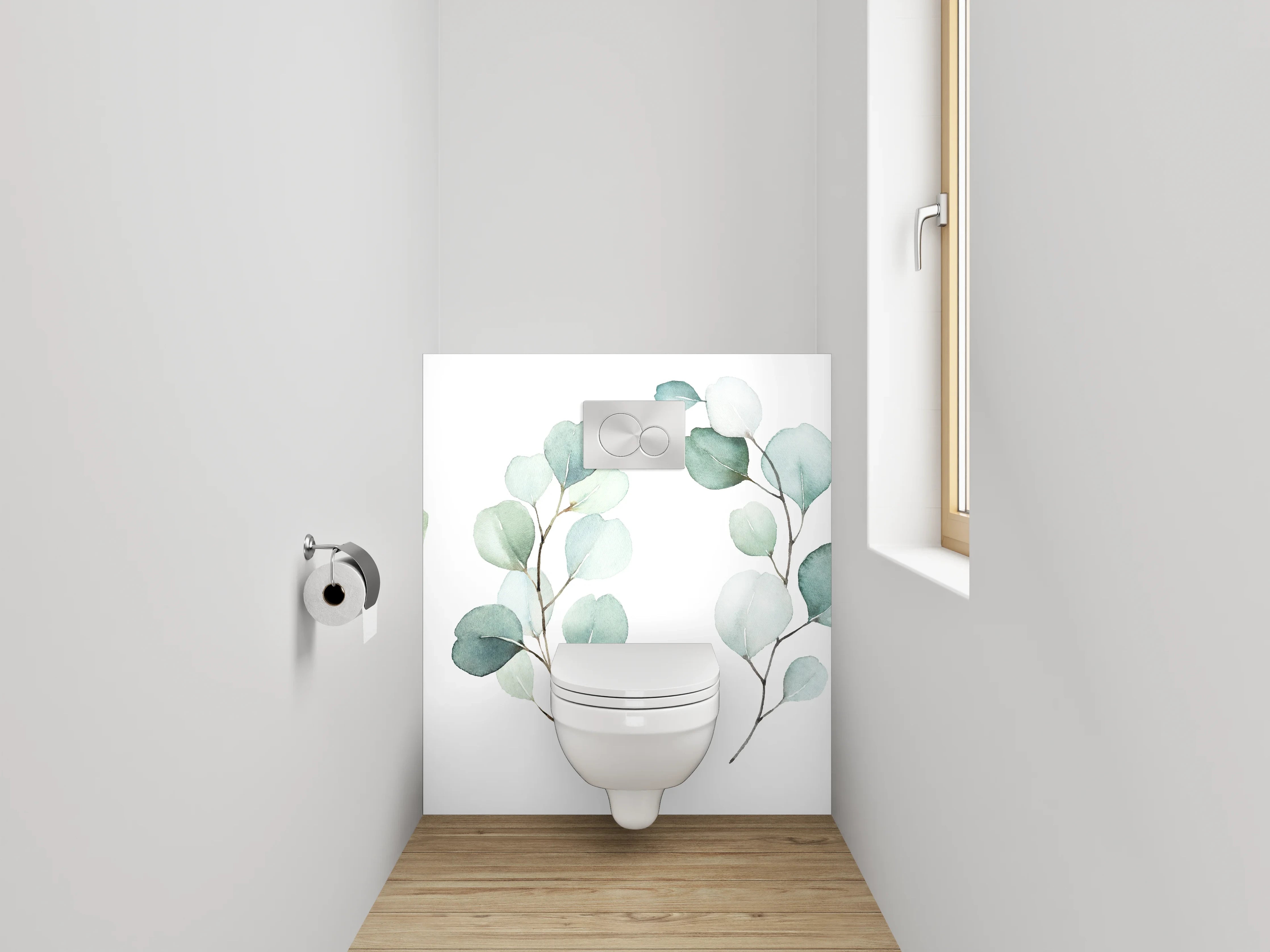 WC-Rückwand - Aquarell Eukalyptus Zweige Illustration