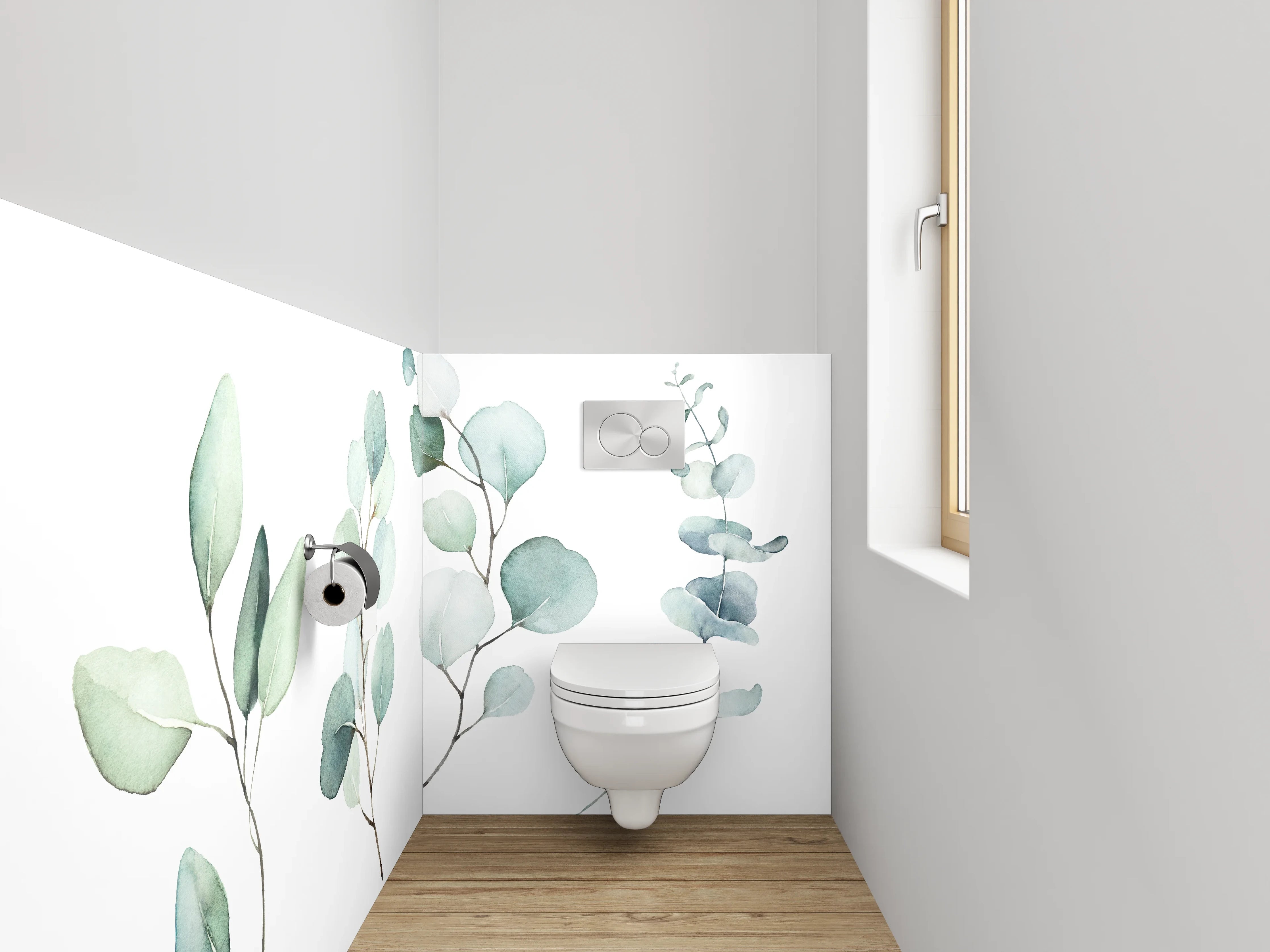 WC-Rückwand - Aquarell Eukalyptus Zweige Illustration