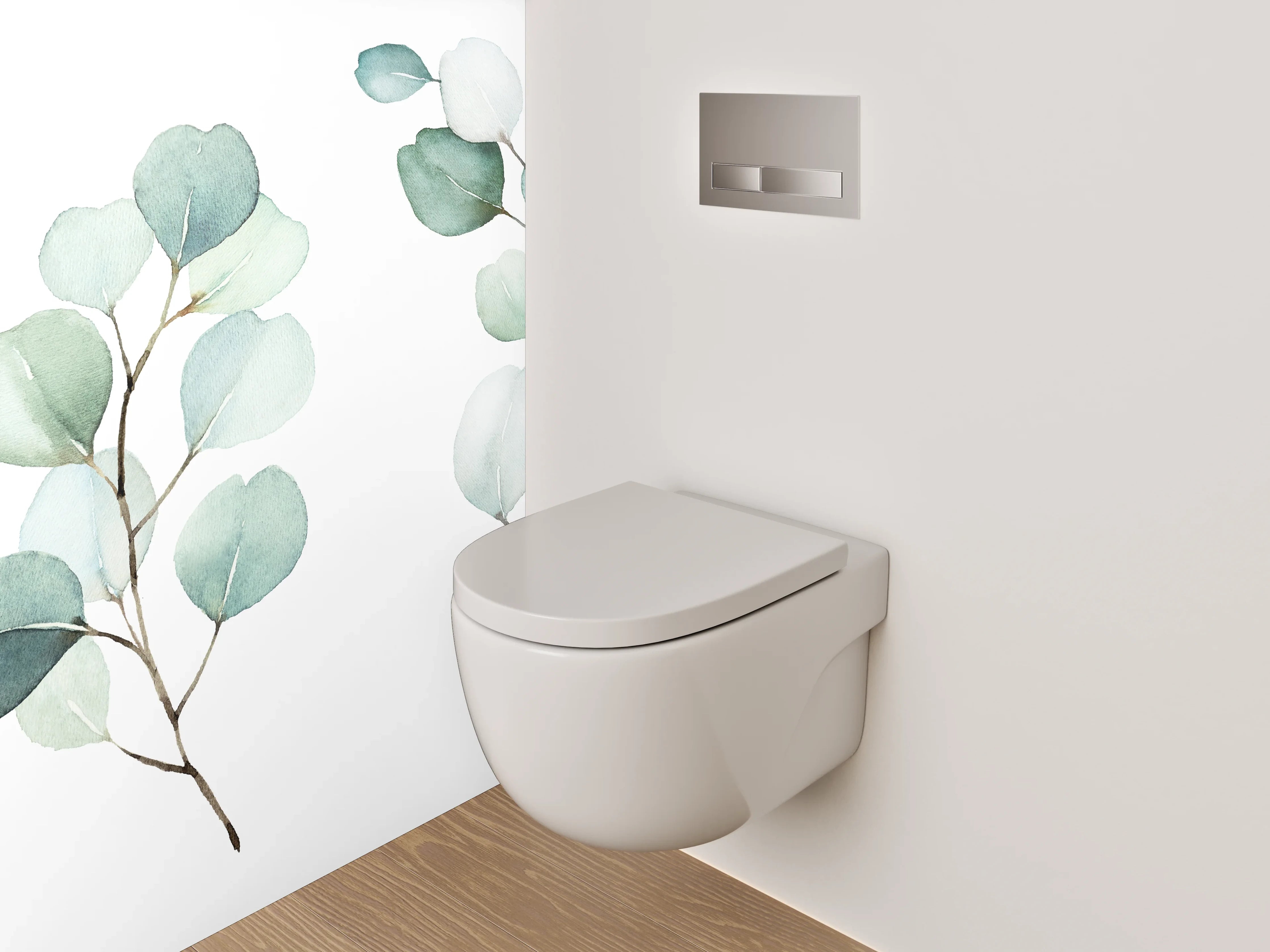 WC-Rückwand - Aquarell Eukalyptus Zweige Illustration