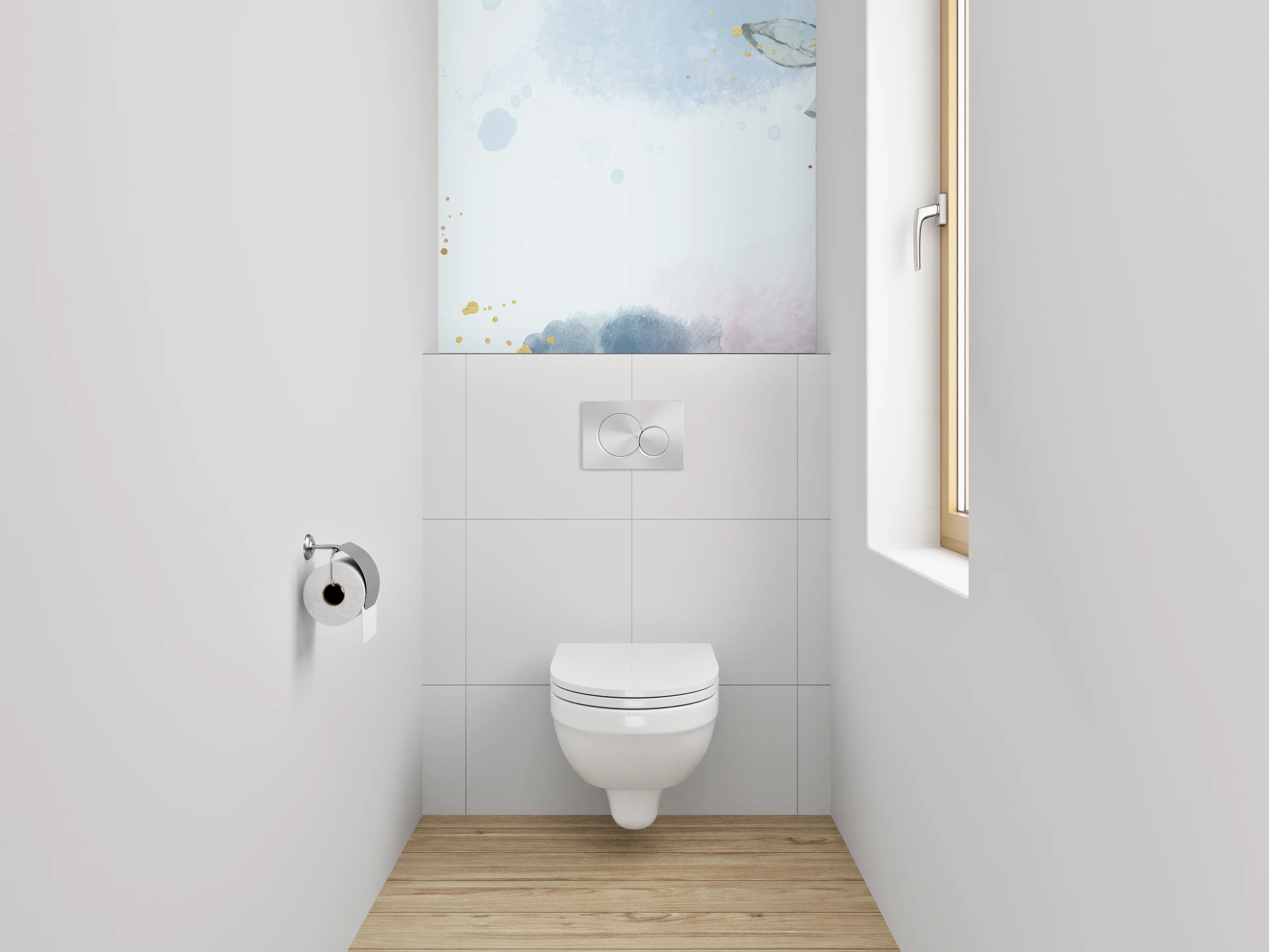 WC-Rückwand - Aquarell Florale Eleganz Pastell