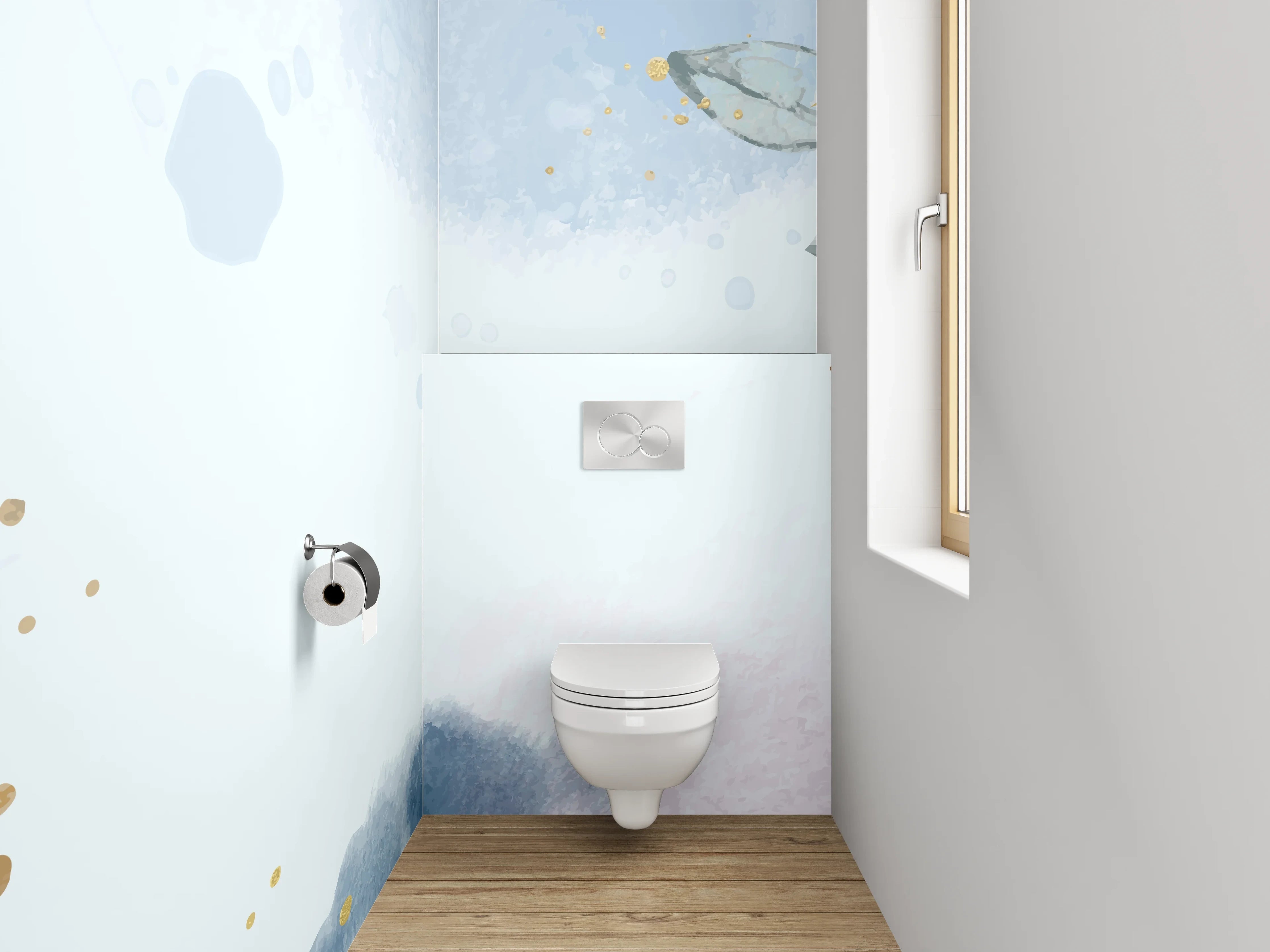 WC-Rückwand - Aquarell Florale Eleganz Pastell