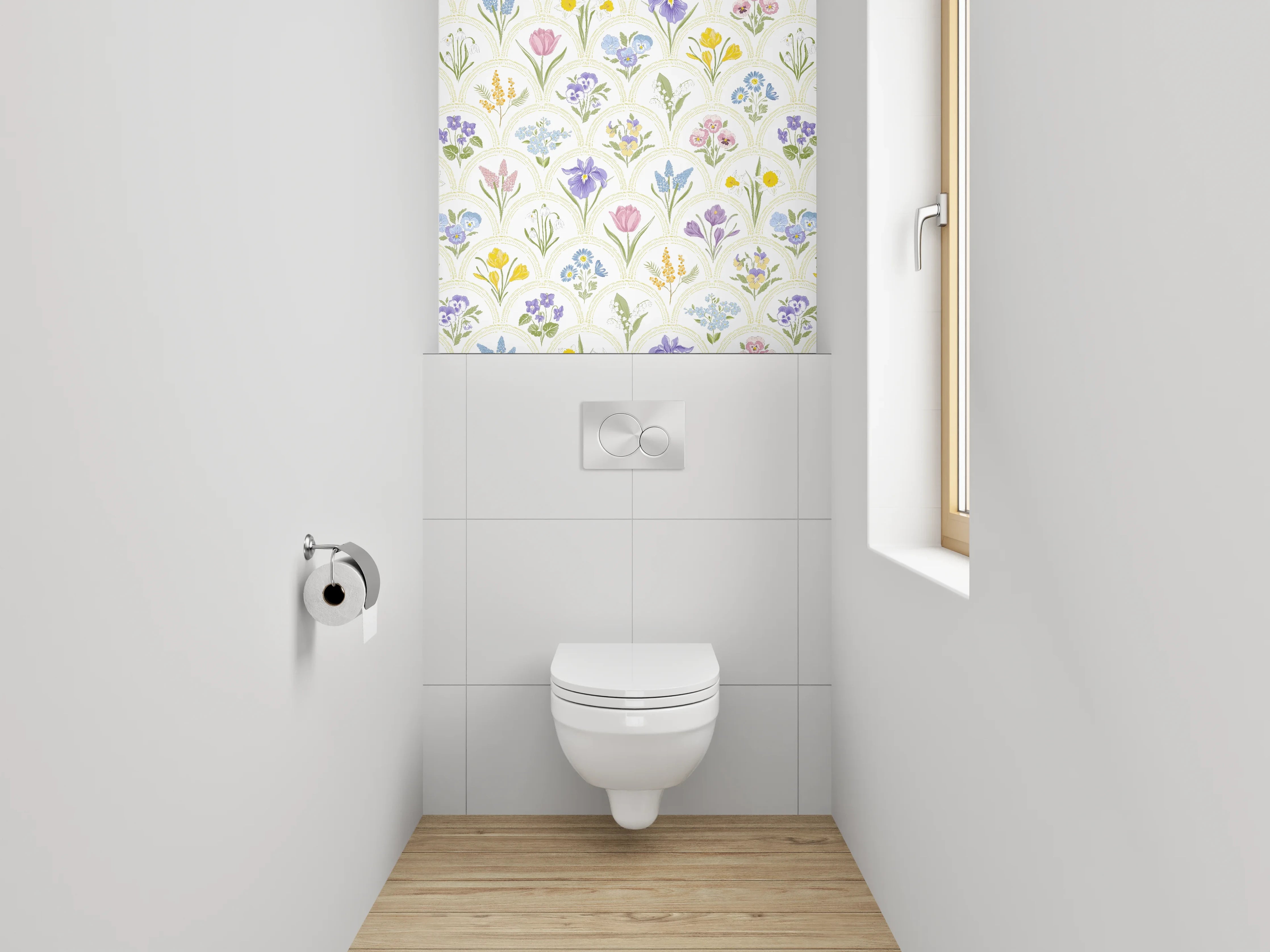 WC-Rückwand - Aquarell Frühlingsblumen Muster