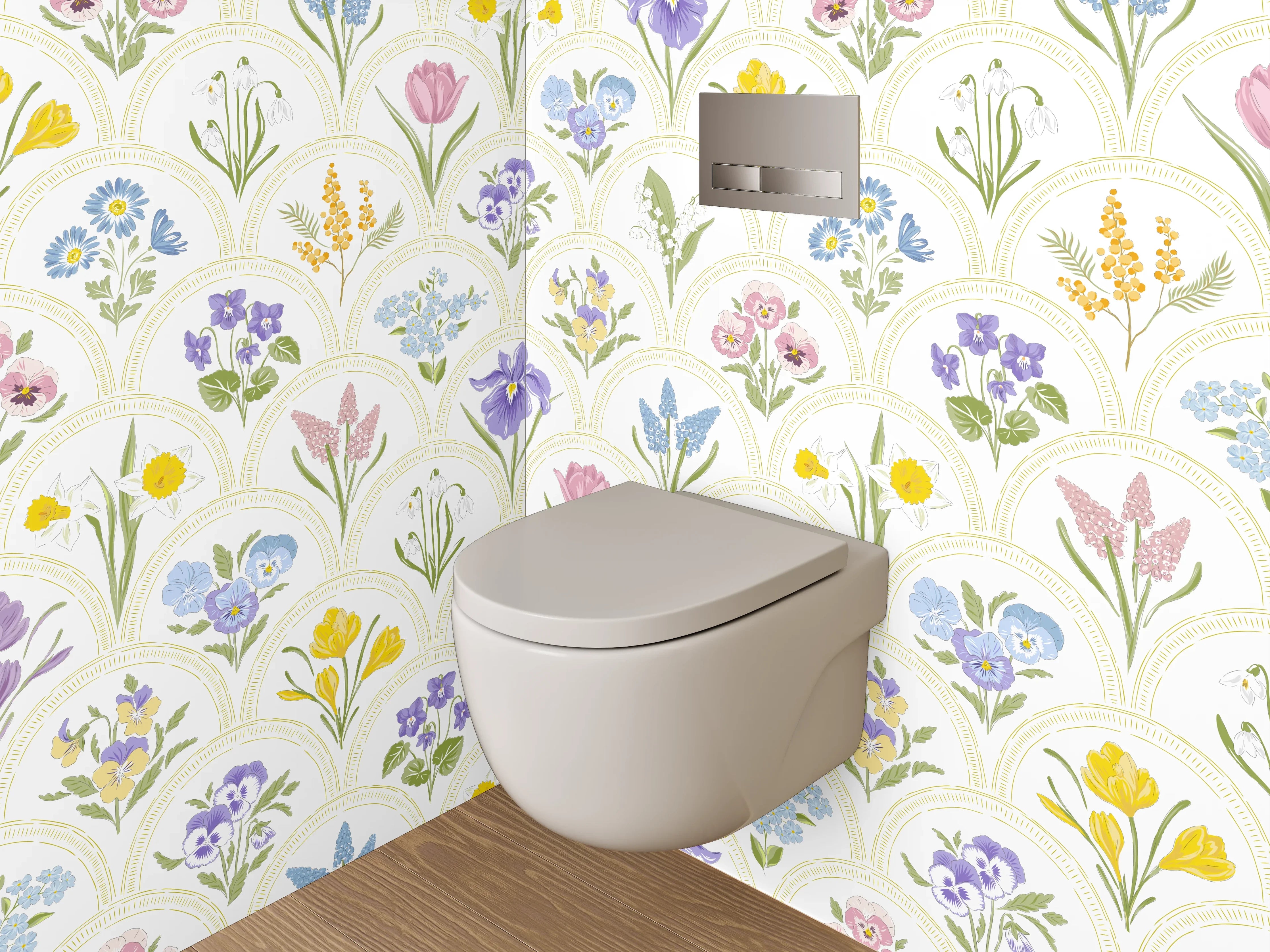 WC-Rückwand - Aquarell Frühlingsblumen Muster