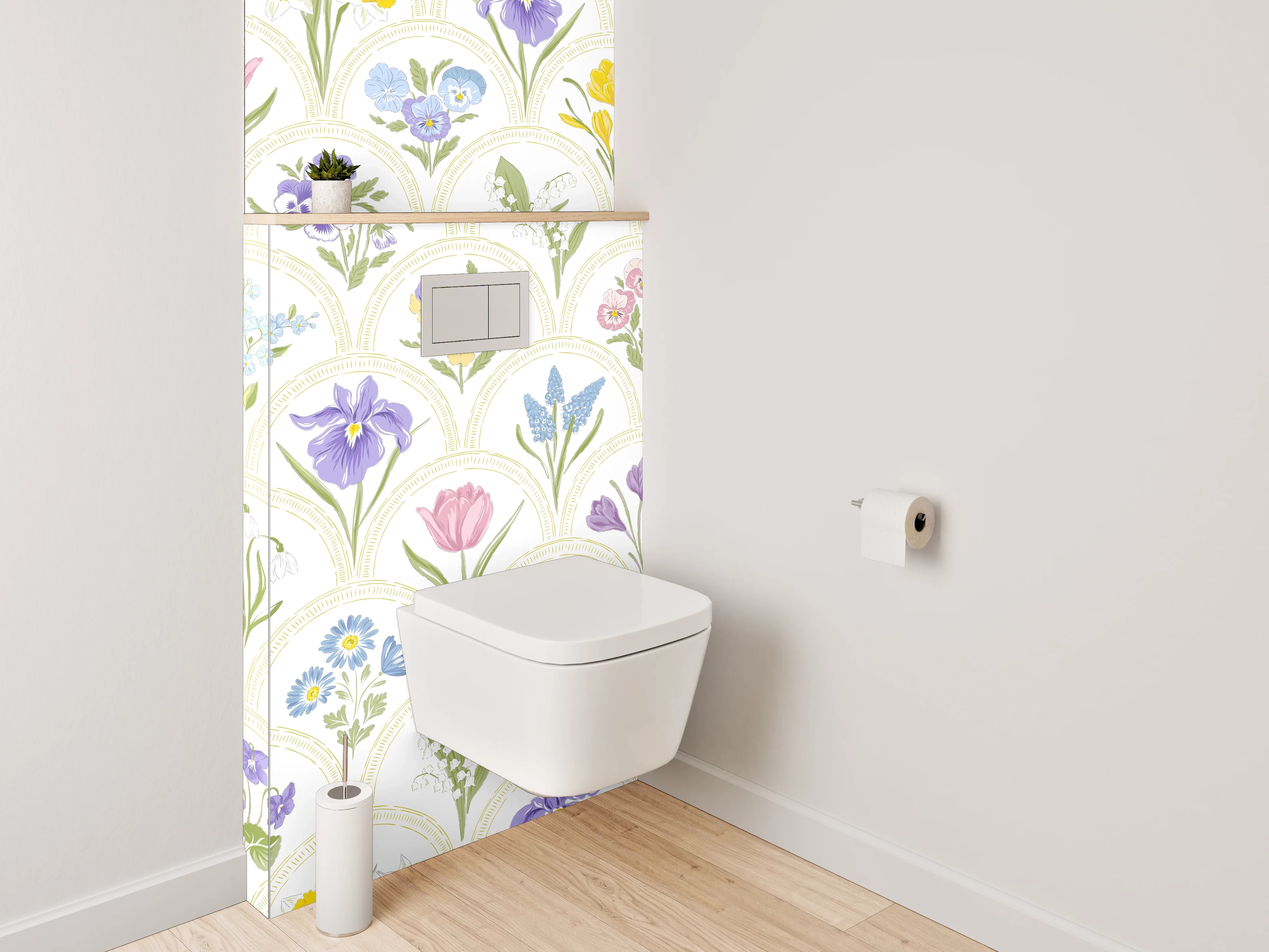 WC-Rückwand - Aquarell Frühlingsblumen Muster