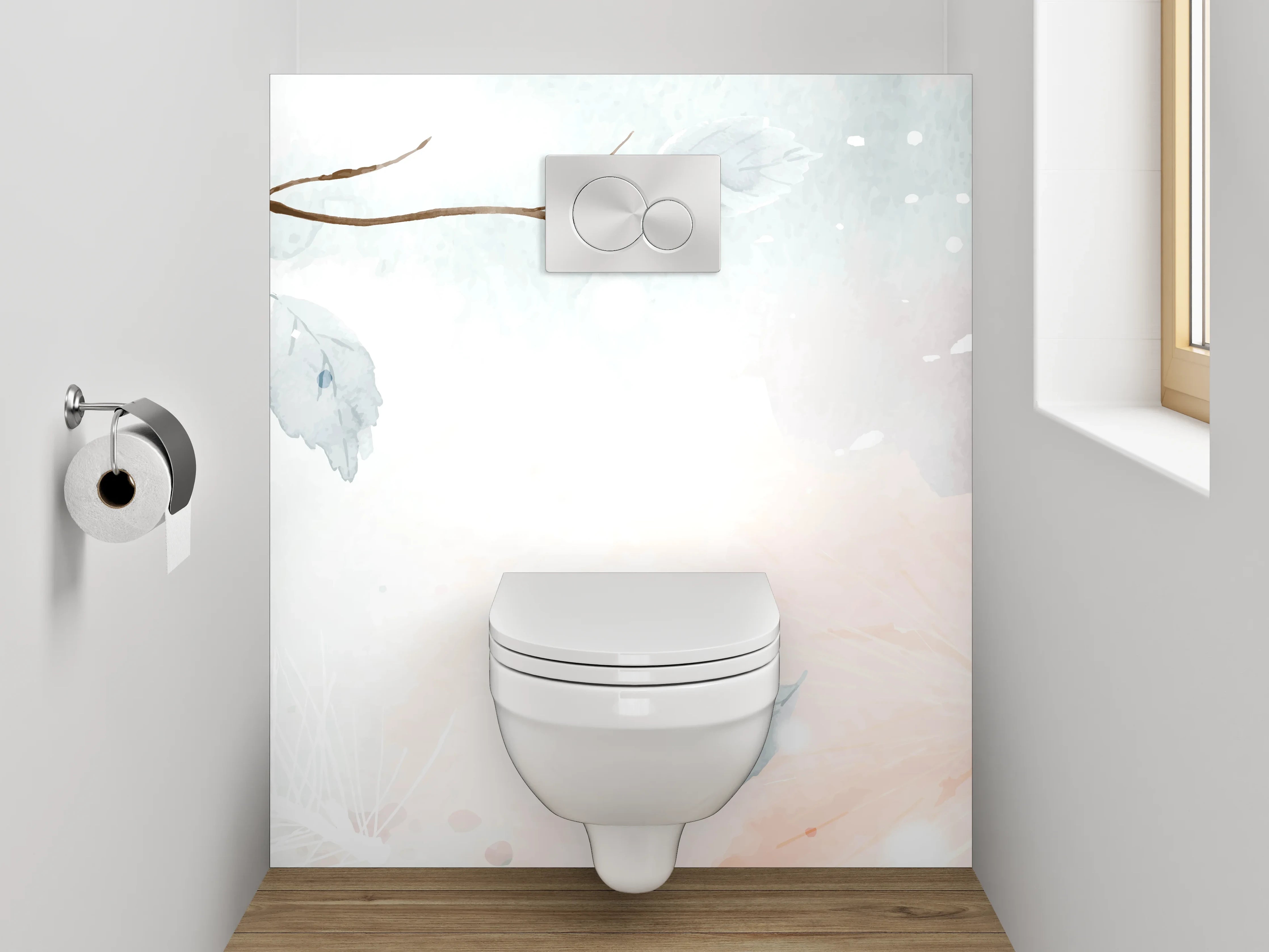 WC-Rückwand - Aquarell Herbstlaub auf hellen Zweigen