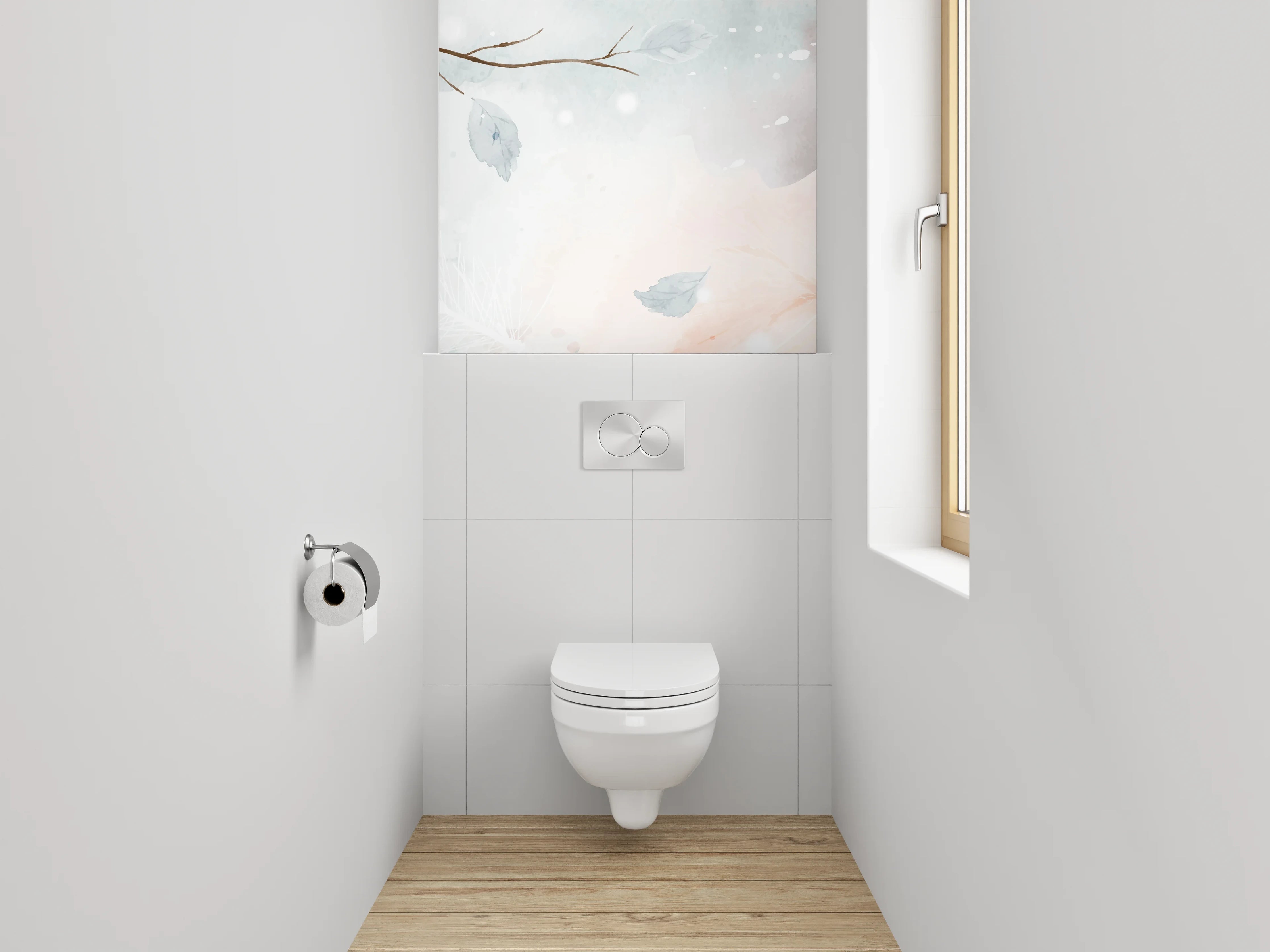 WC-Rückwand - Aquarell Herbstlaub auf hellen Zweigen