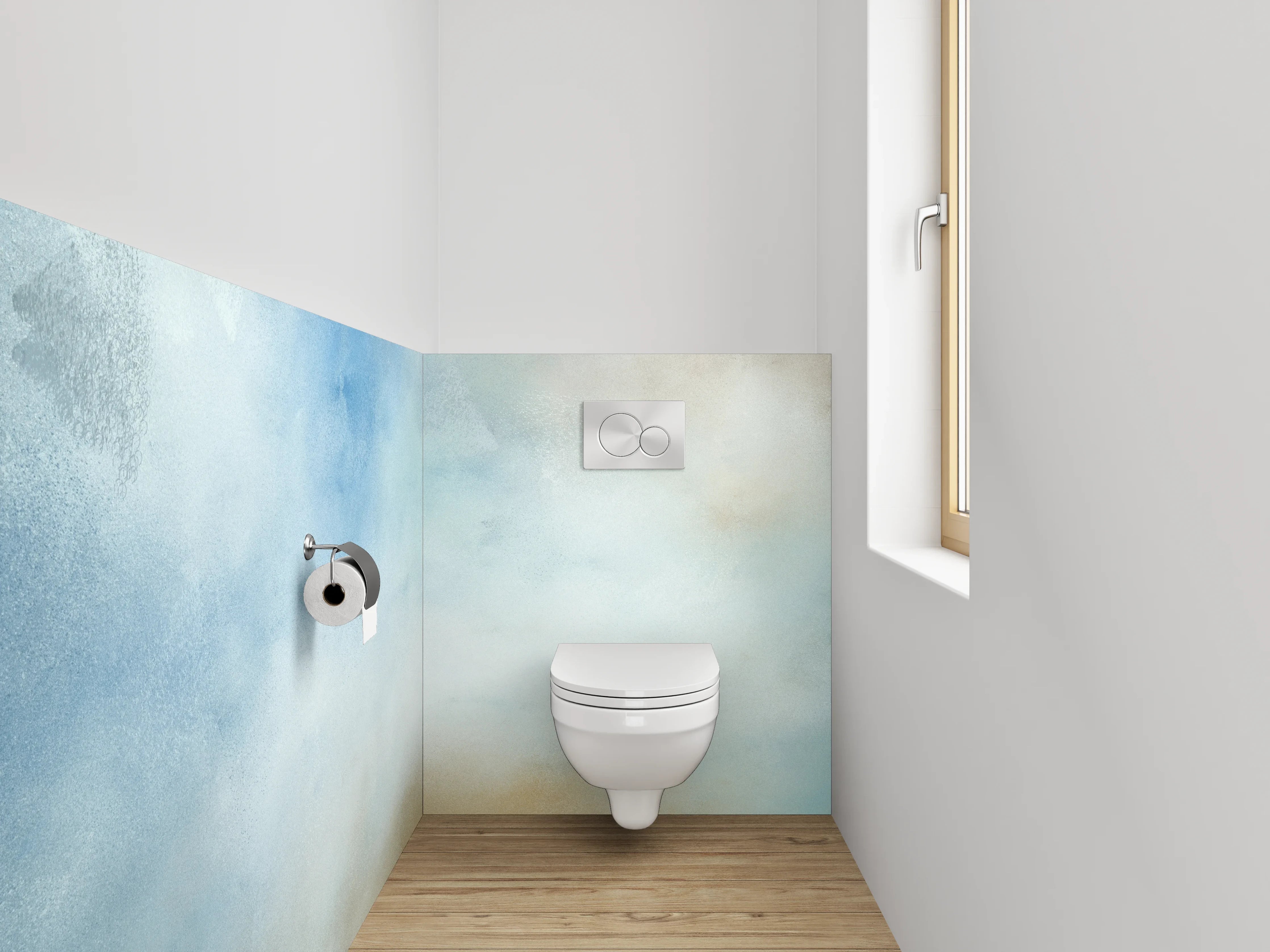 WC-Rückwand - Aquarell Himmel Wolken Blau Beige