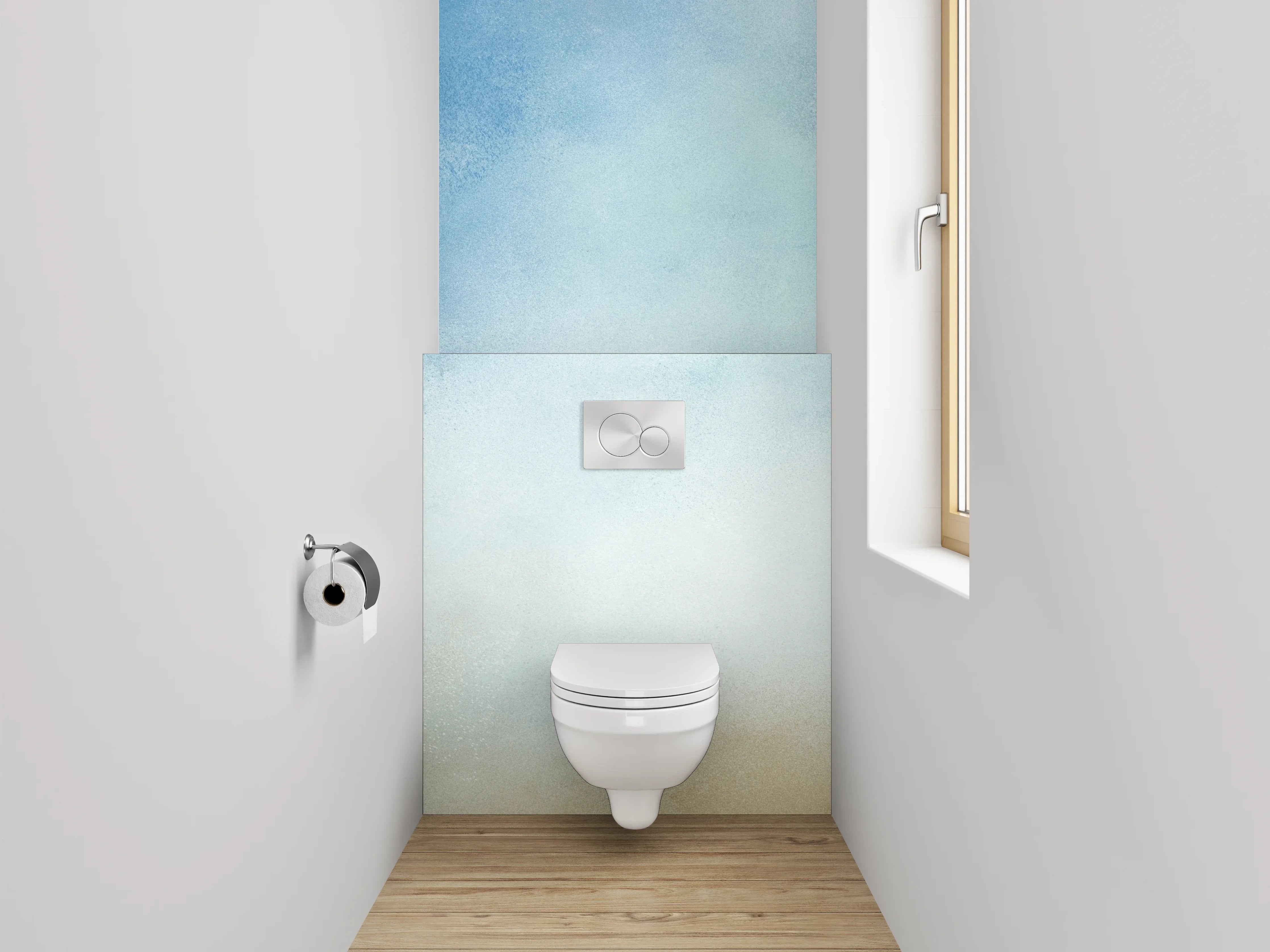 WC-Rückwand - Aquarell Himmel Wolken Blau Beige