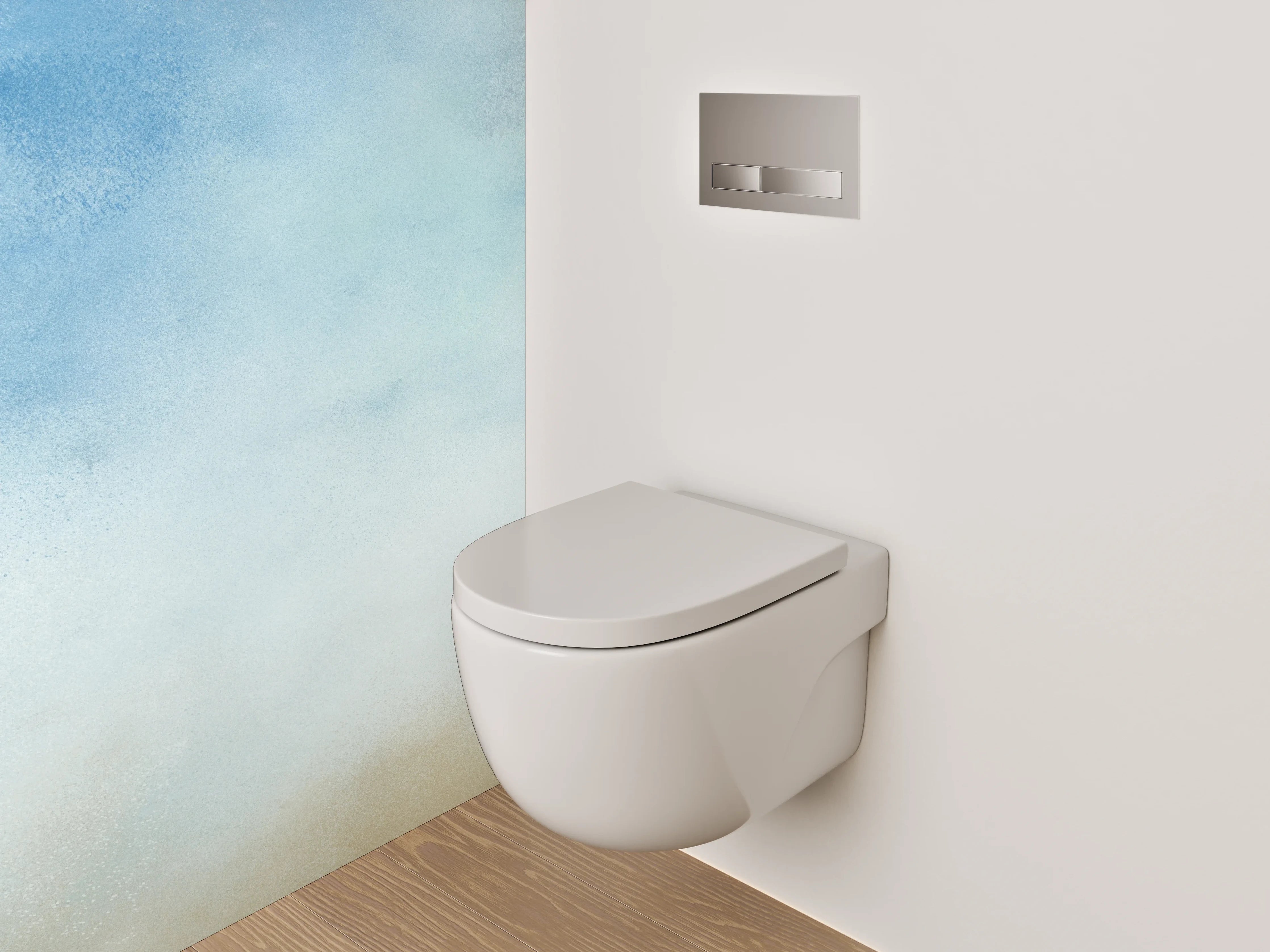 WC-Rückwand - Aquarell Himmel Wolken Blau Beige
