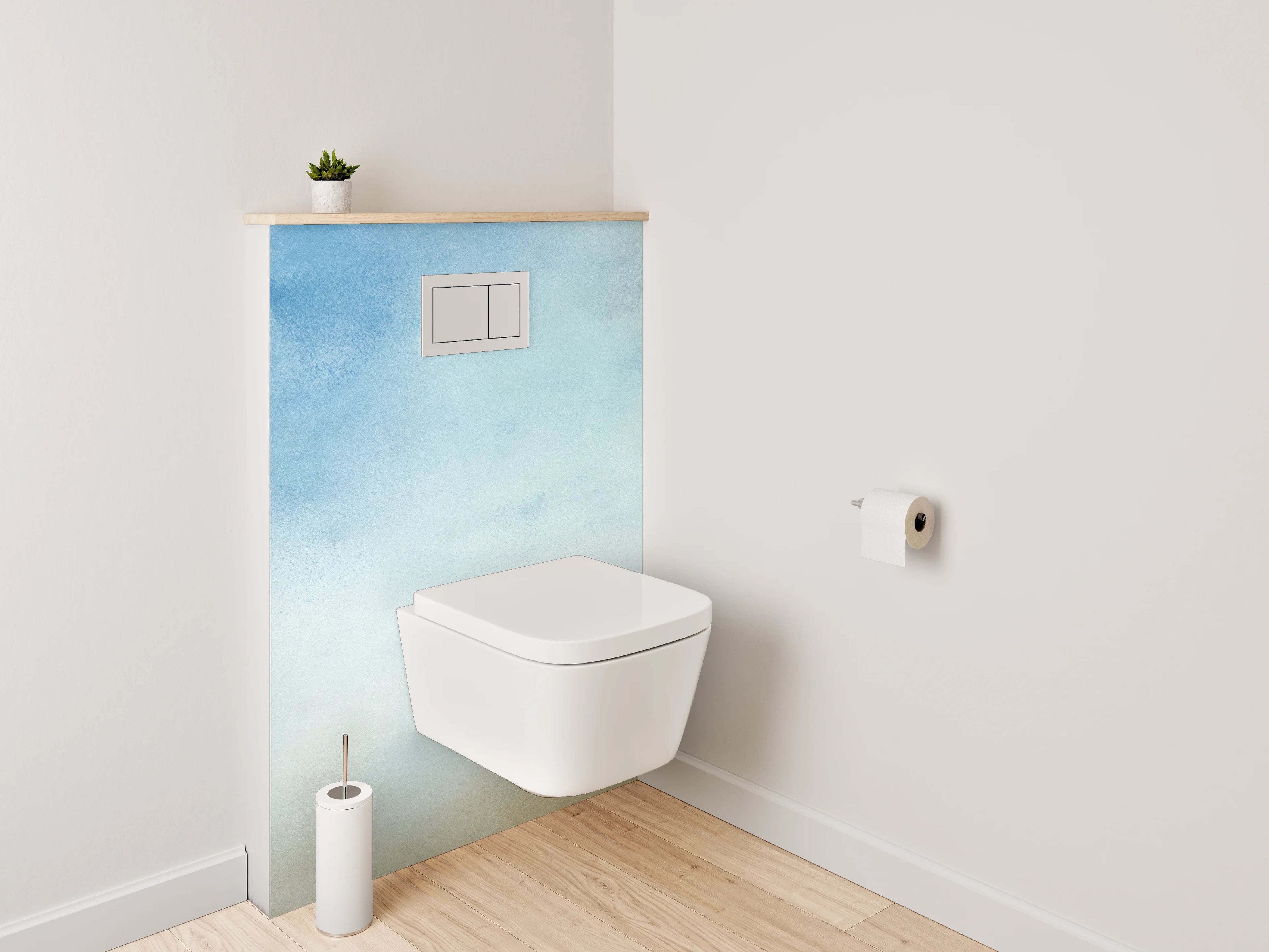WC-Rückwand - Aquarell Himmel Wolken Blau Beige