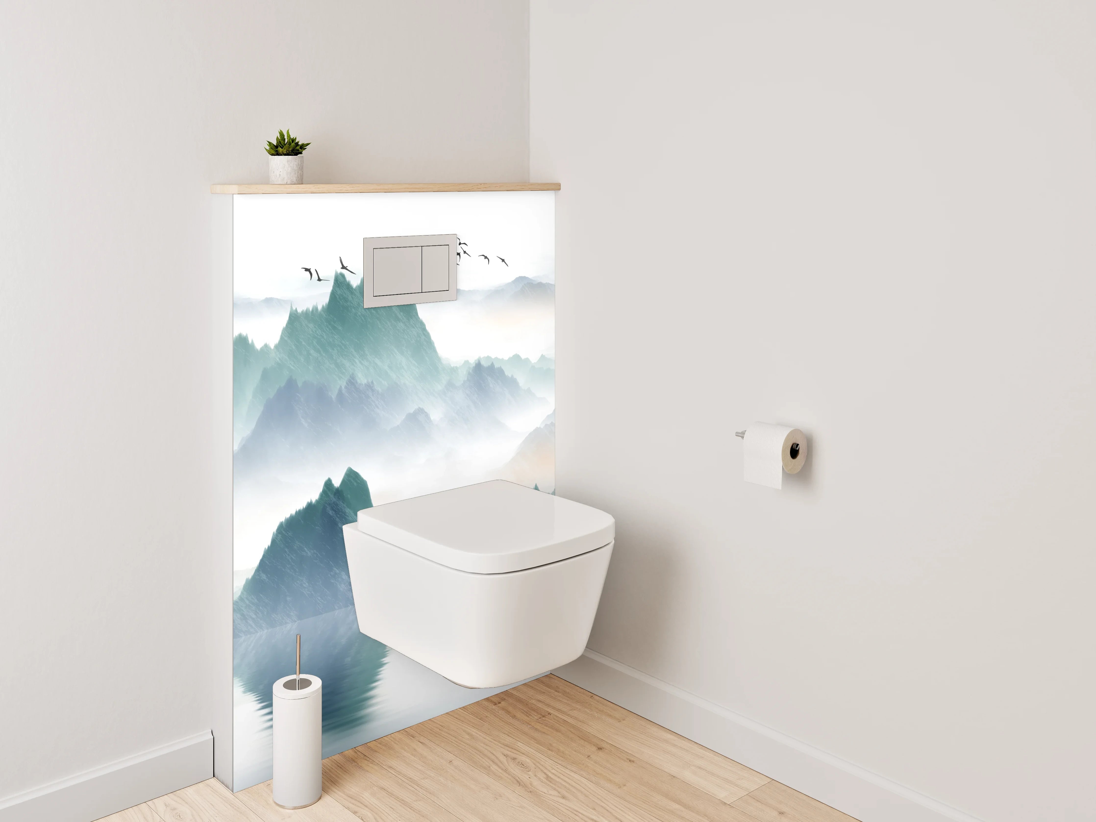 WC-Rückwand - Aquarell Landschaft Berge See