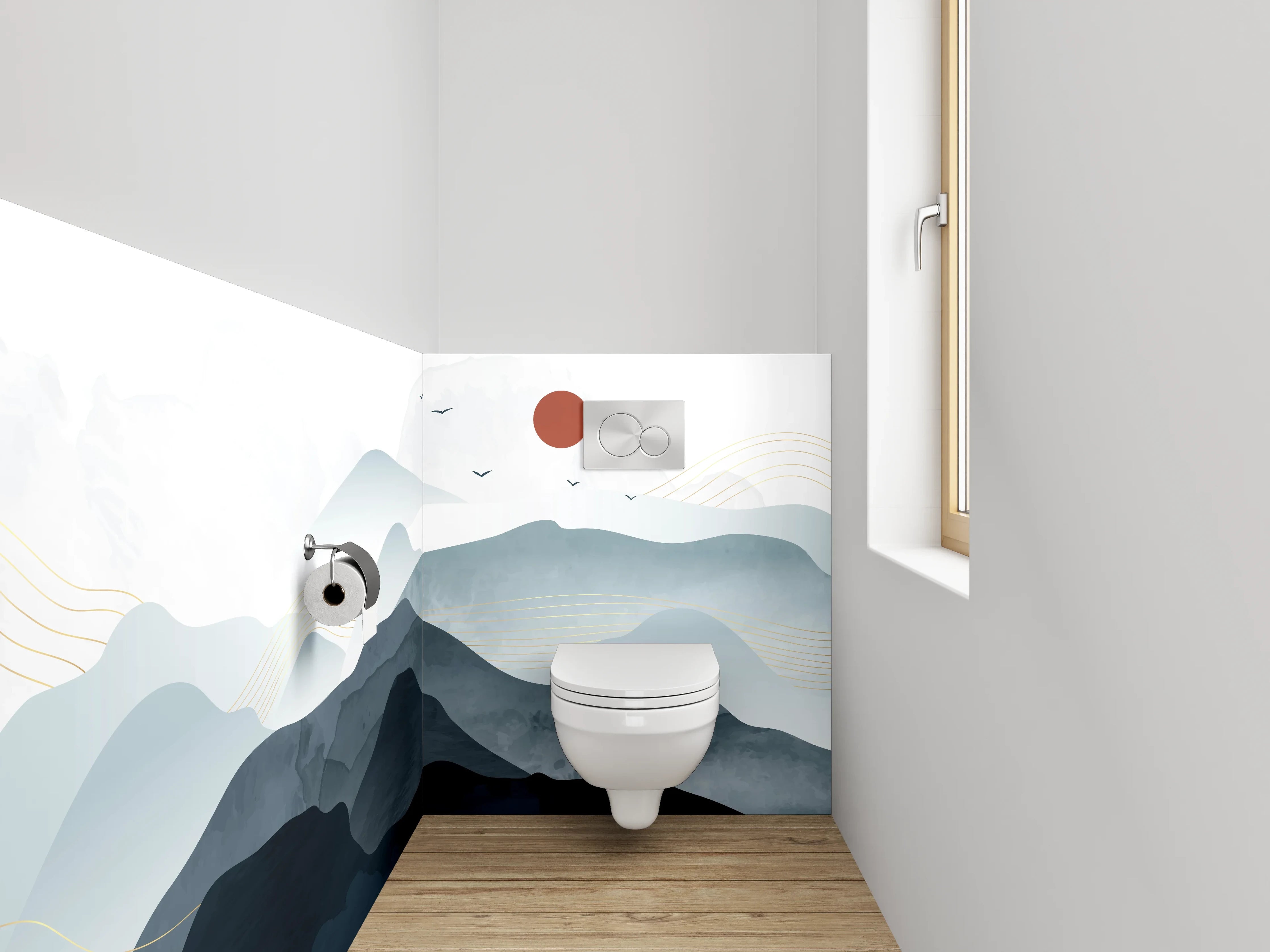 WC-Rückwand - Aquarell Landschaft Berge minimalistisch