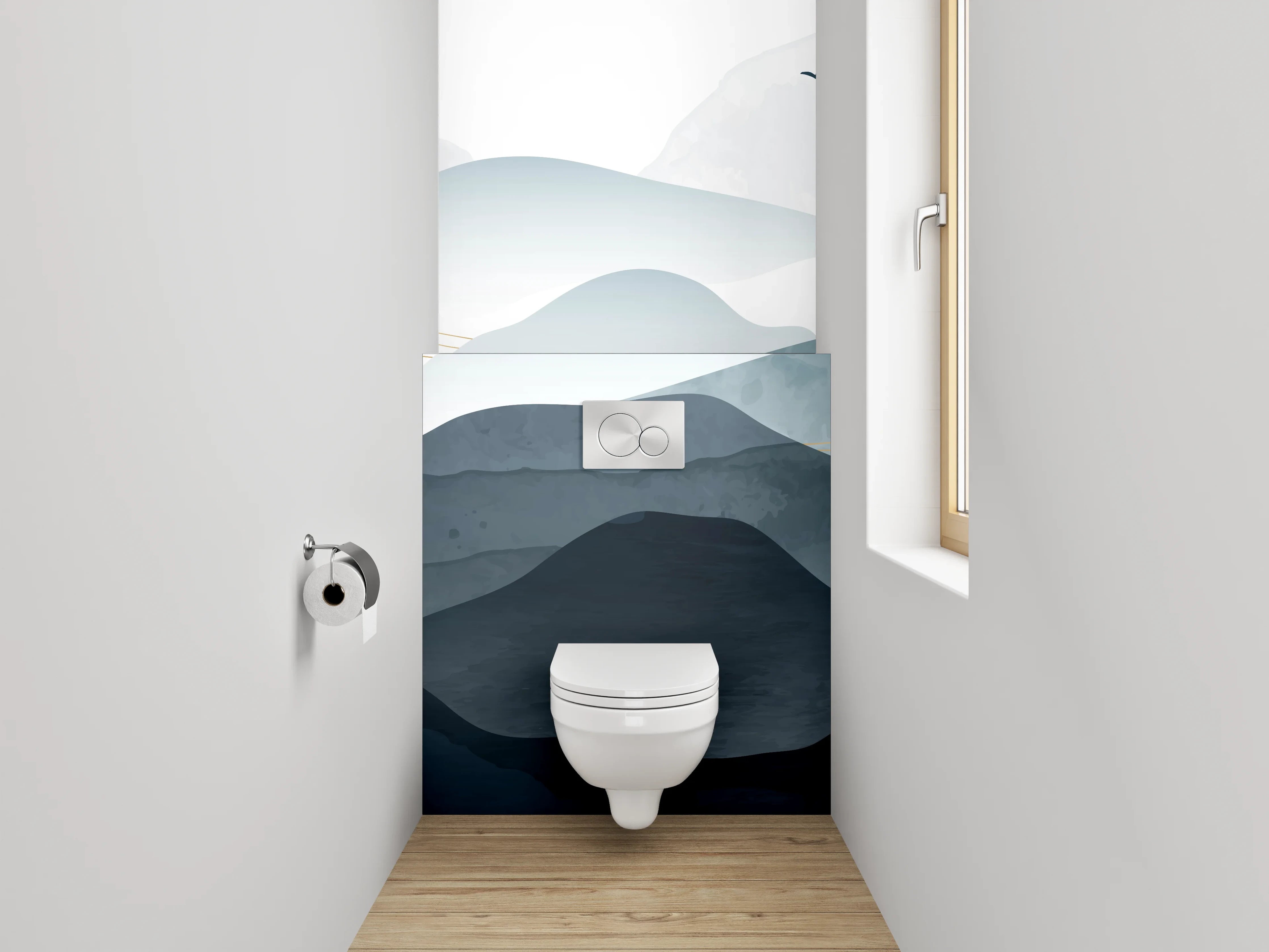WC-Rückwand - Aquarell Landschaft Berge minimalistisch