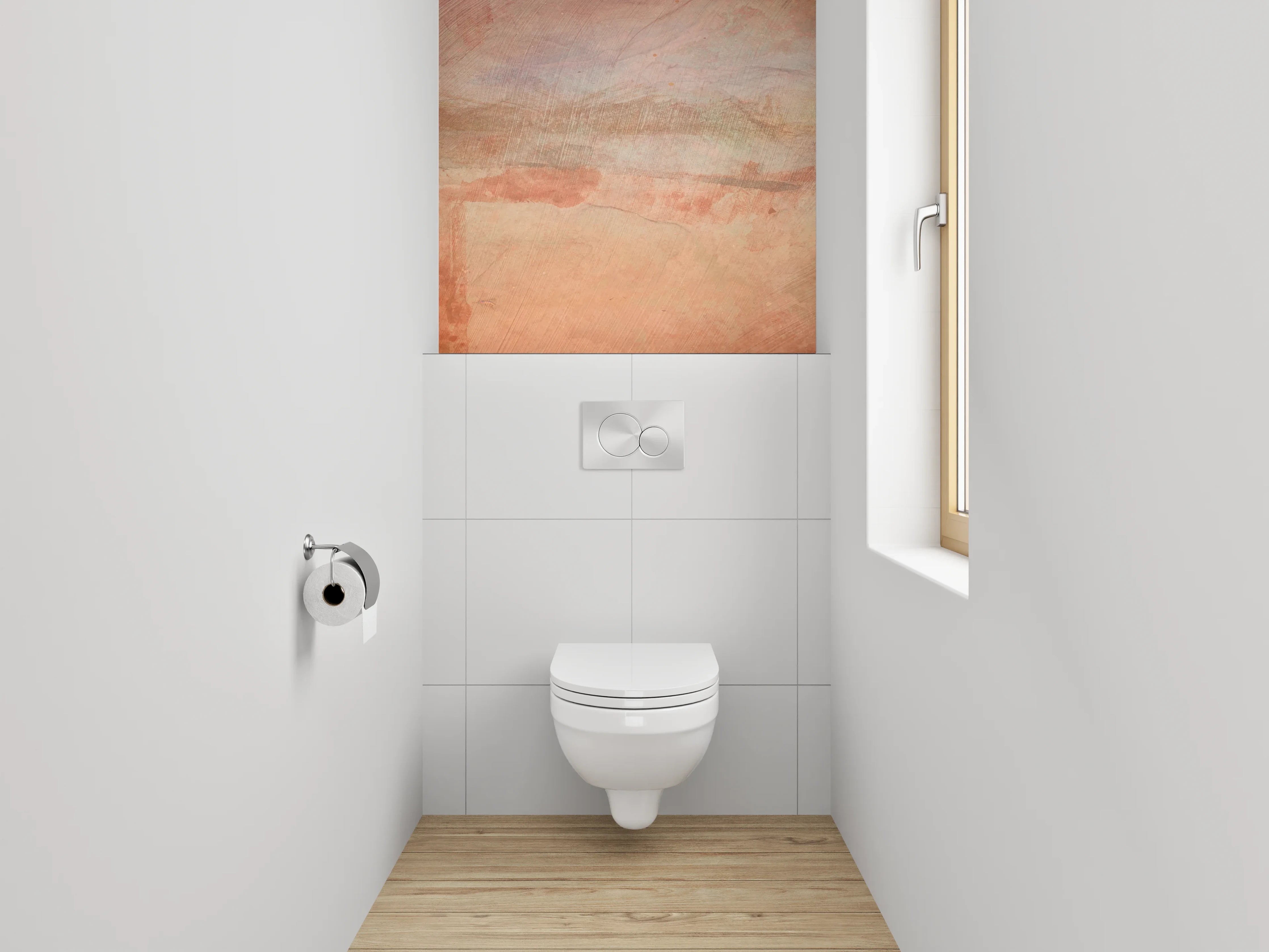 WC-Rückwand - Aquarell Landschaft in Beige Orange