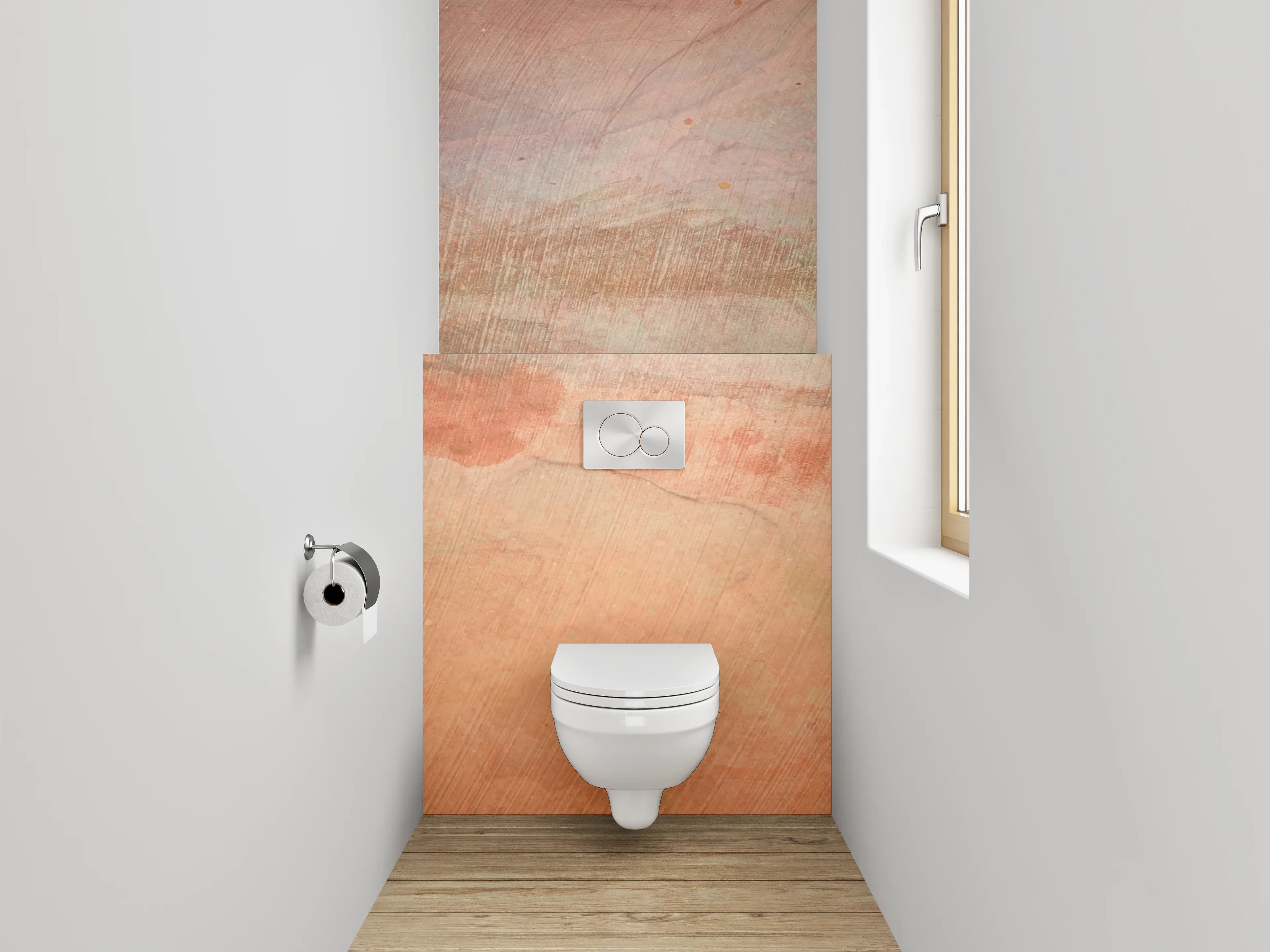 WC-Rückwand - Aquarell Landschaft in Beige Orange