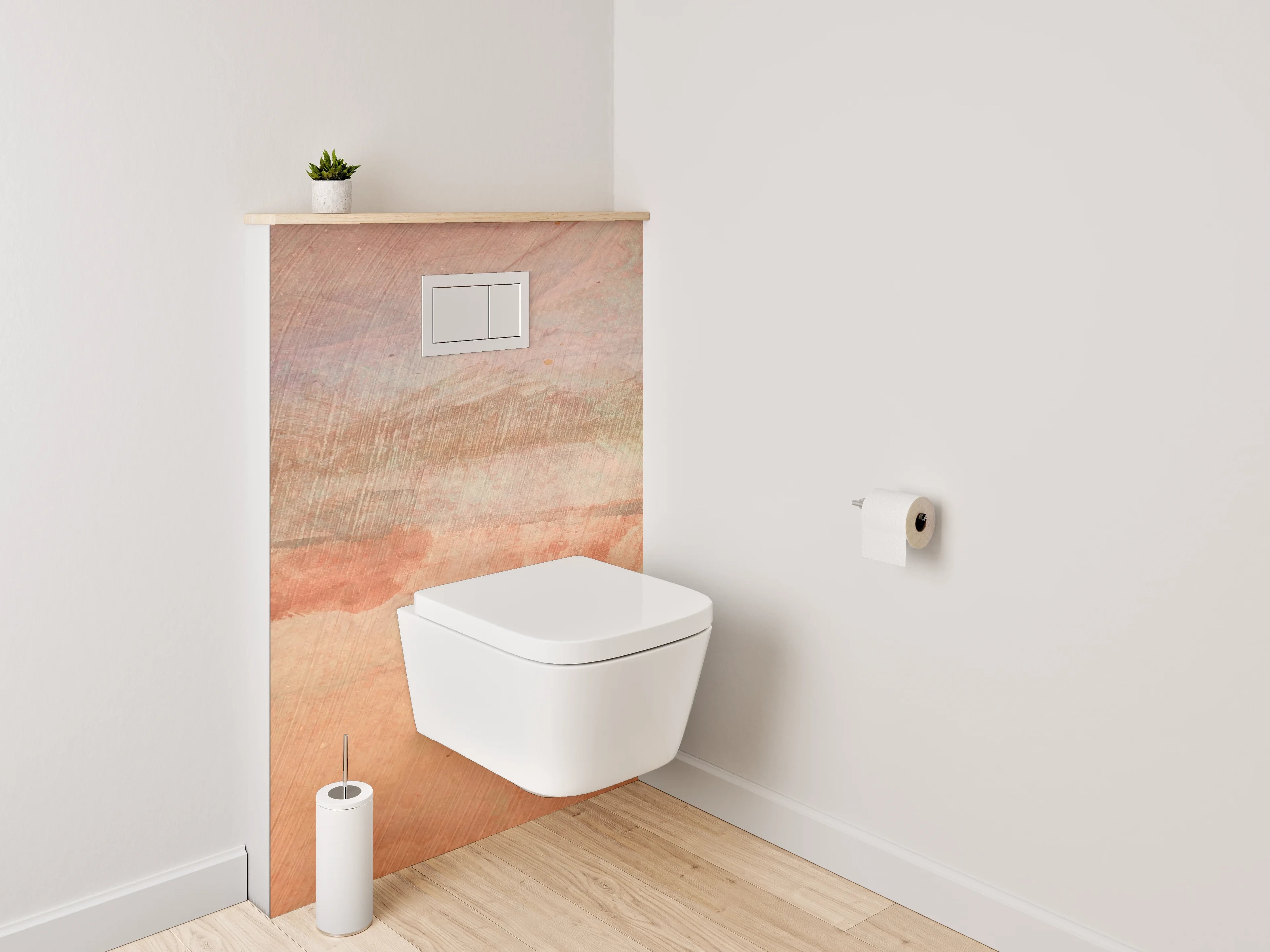 WC-Rückwand - Aquarell Landschaft in Beige Orange