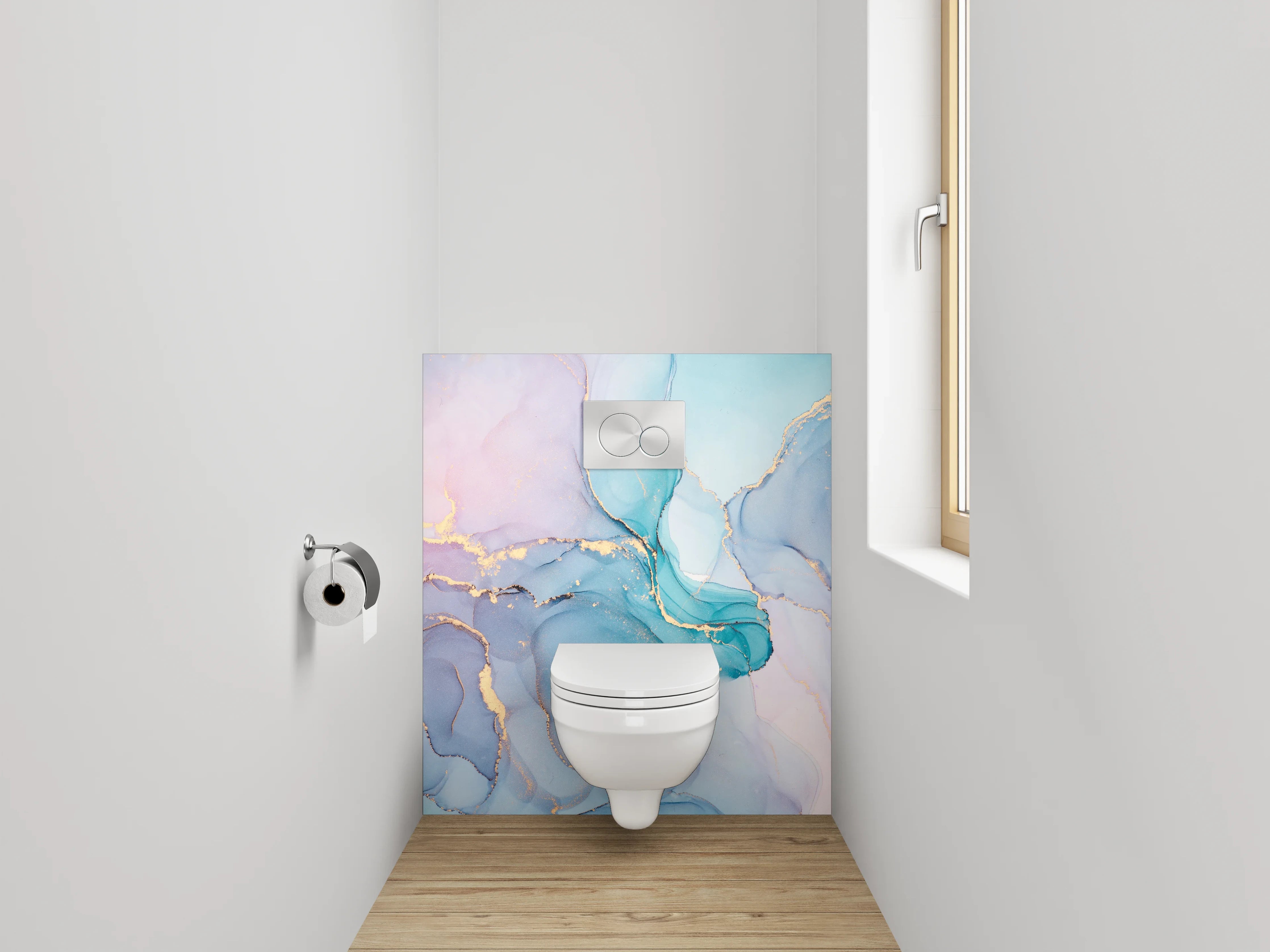 WC-Rückwand - Aquarell Marmor Gold Abstrakt