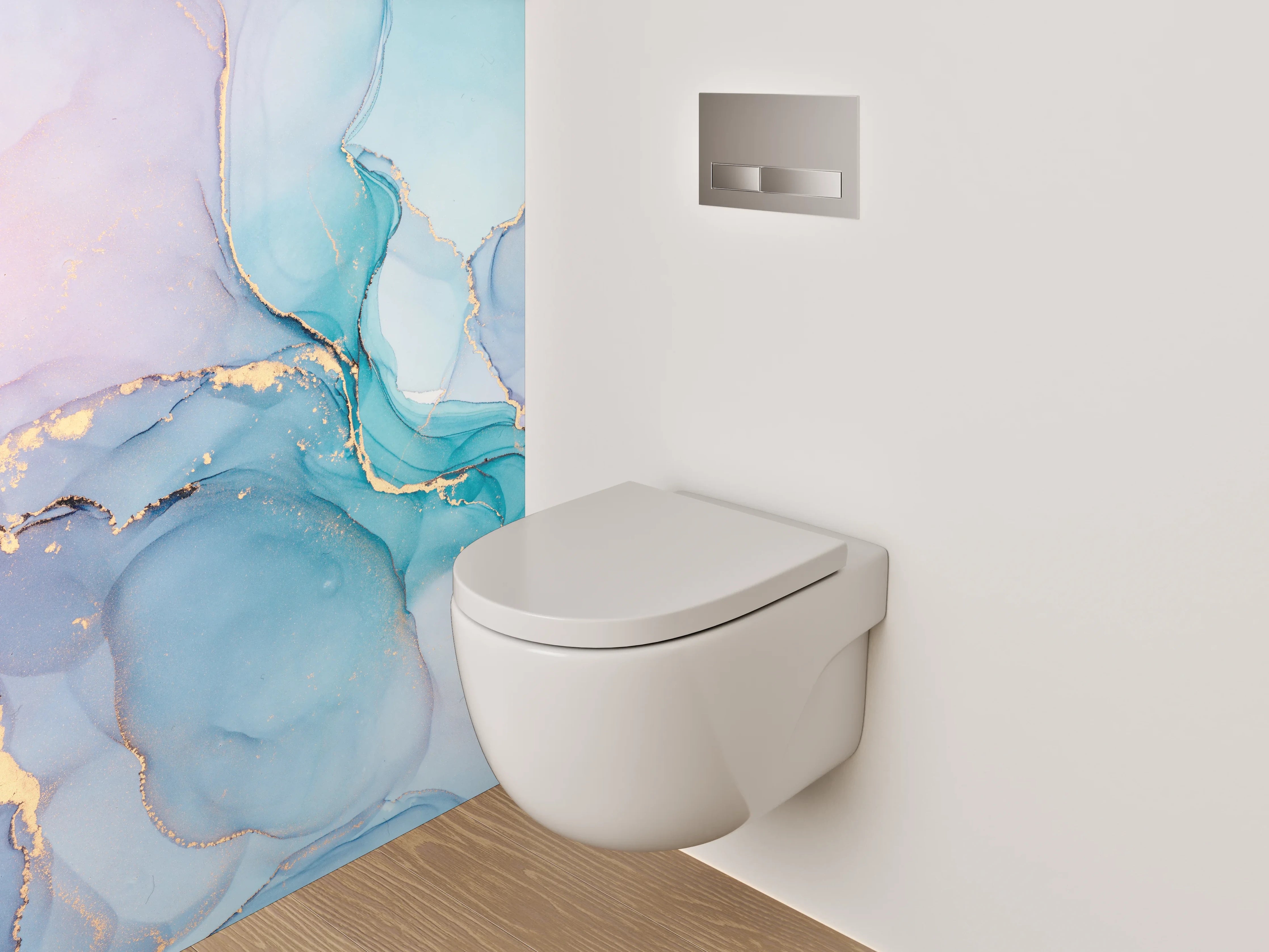 WC-Rückwand - Aquarell Marmor Gold Abstrakt