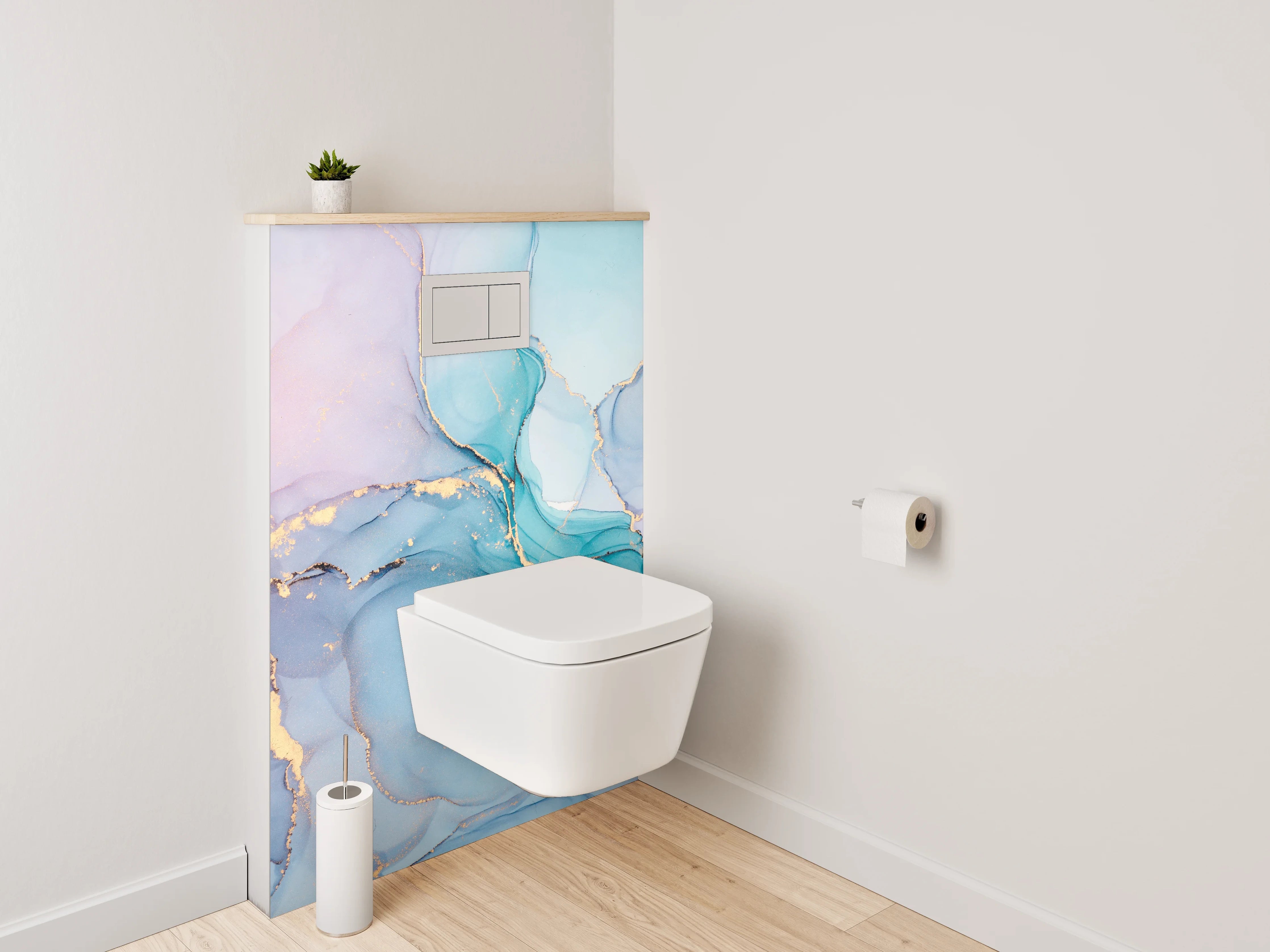 WC-Rückwand - Aquarell Marmor Gold Abstrakt