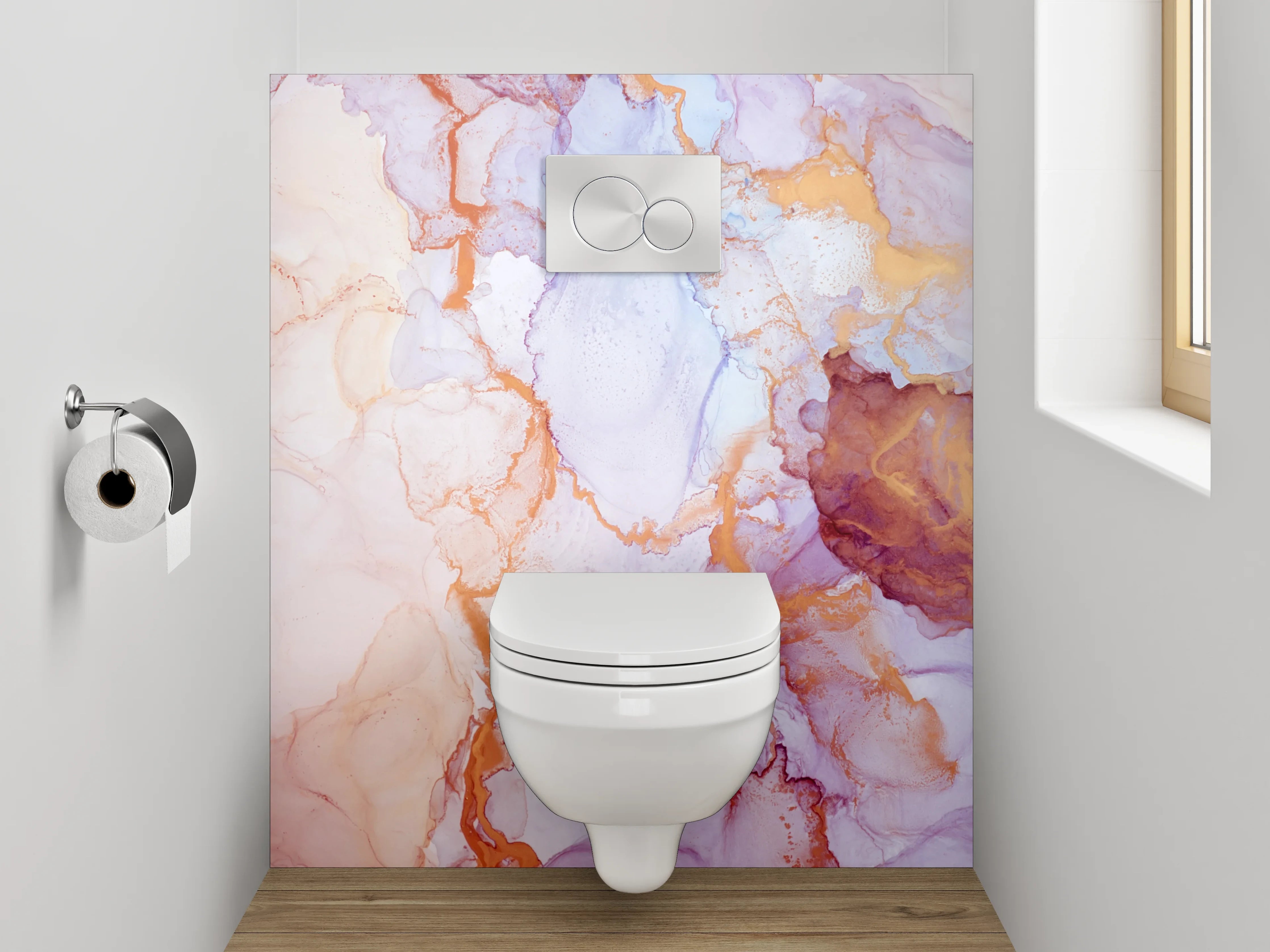 WC-Rückwand - Aquarell Marmor Look Rosa Gold