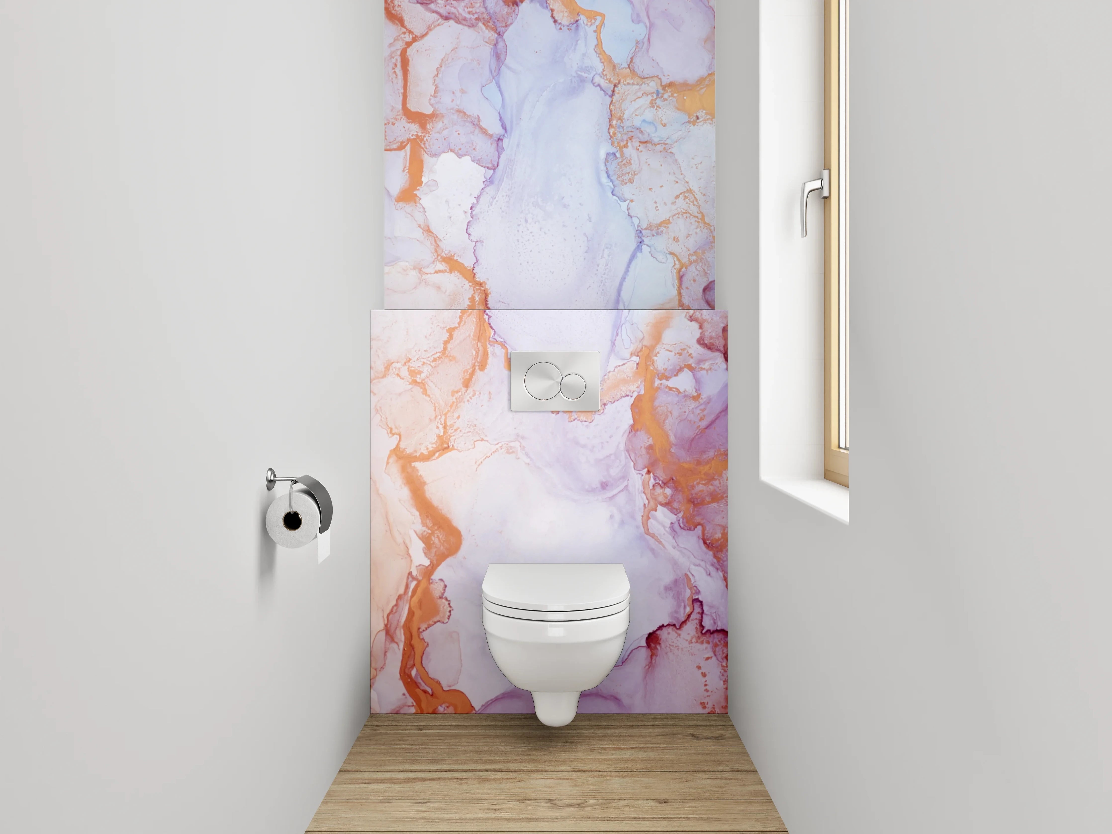 WC-Rückwand - Aquarell Marmor Look Rosa Gold