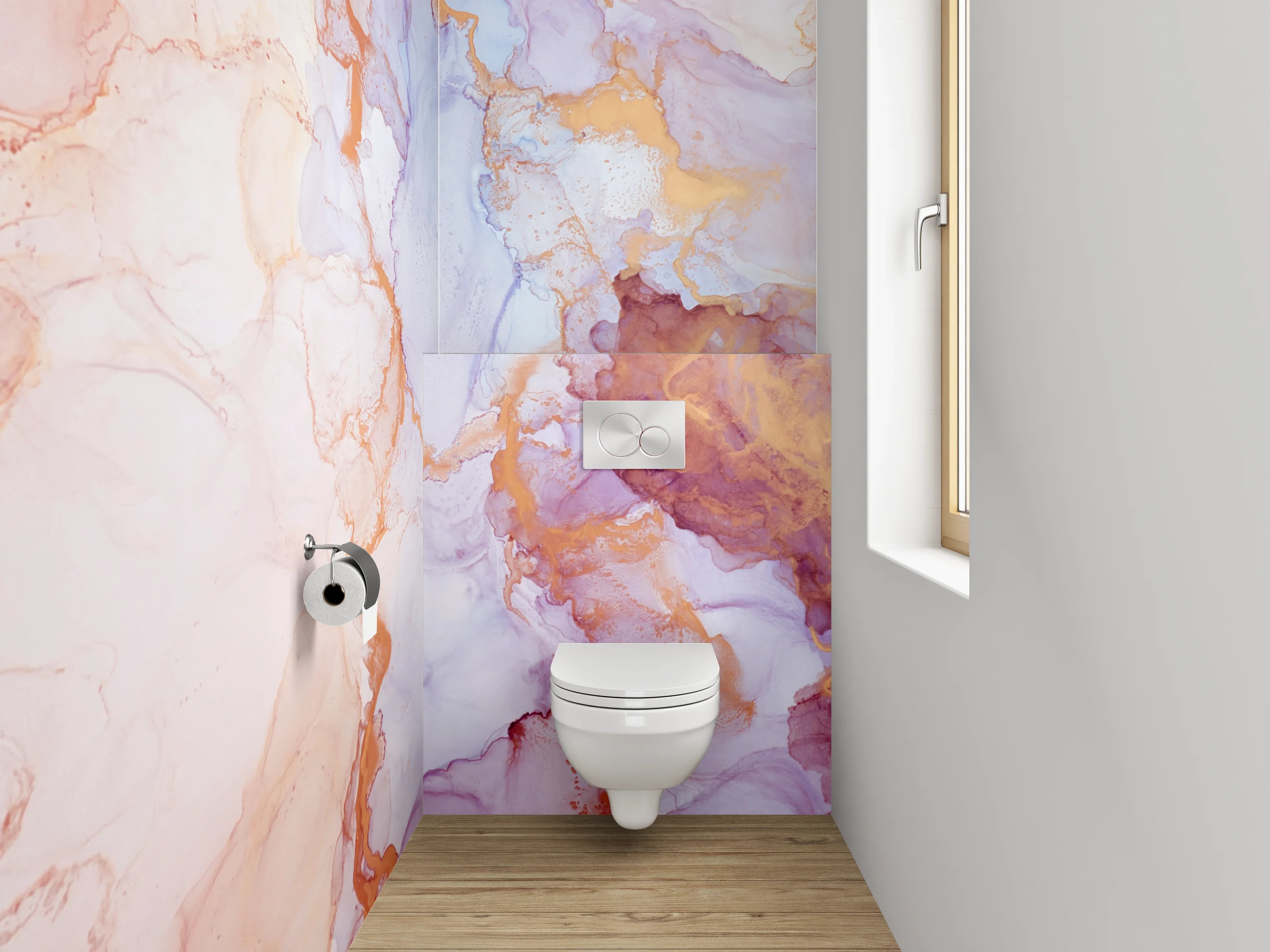 WC-Rückwand - Aquarell Marmor Look Rosa Gold