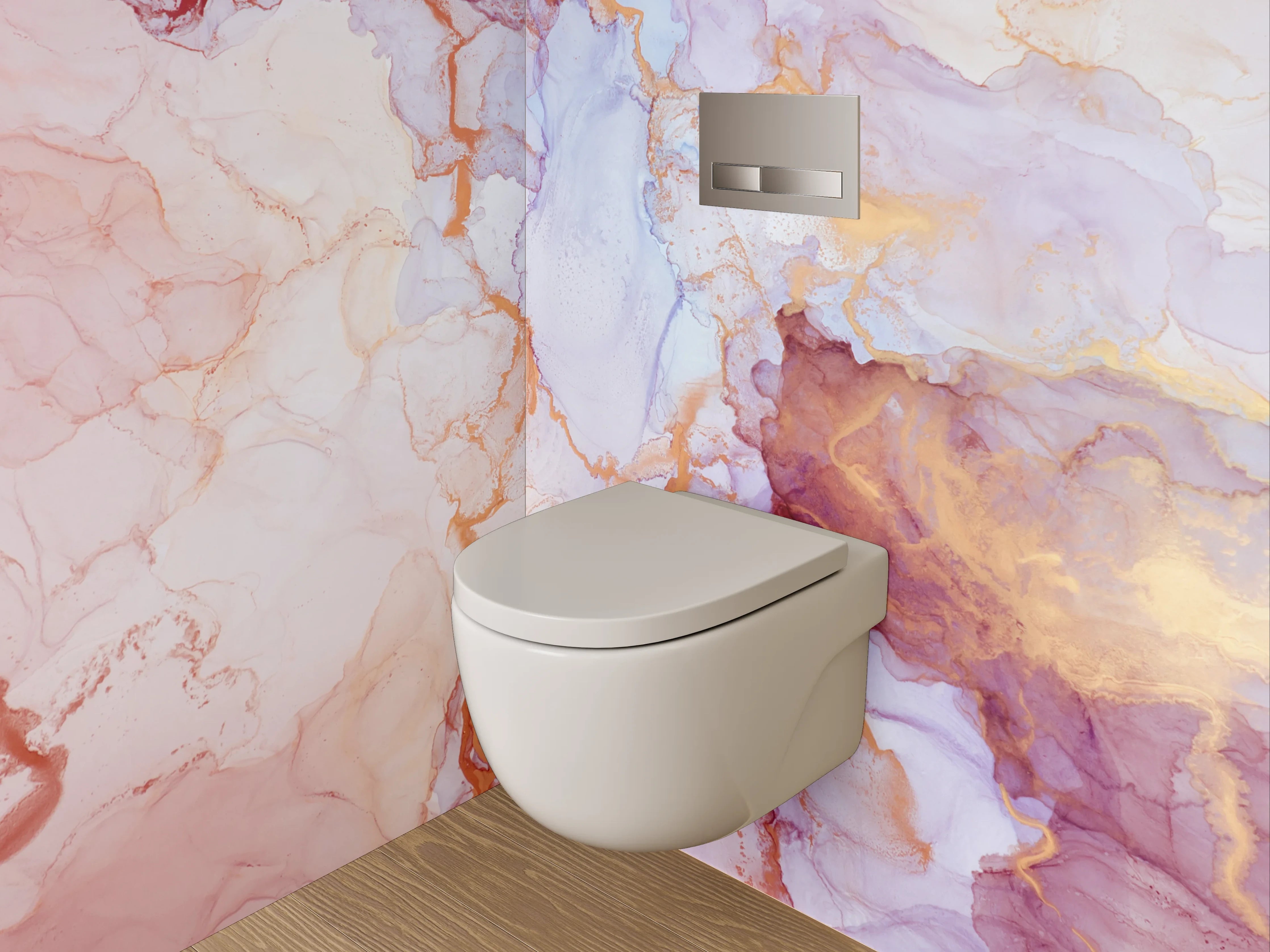 WC-Rückwand - Aquarell Marmor Look Rosa Gold