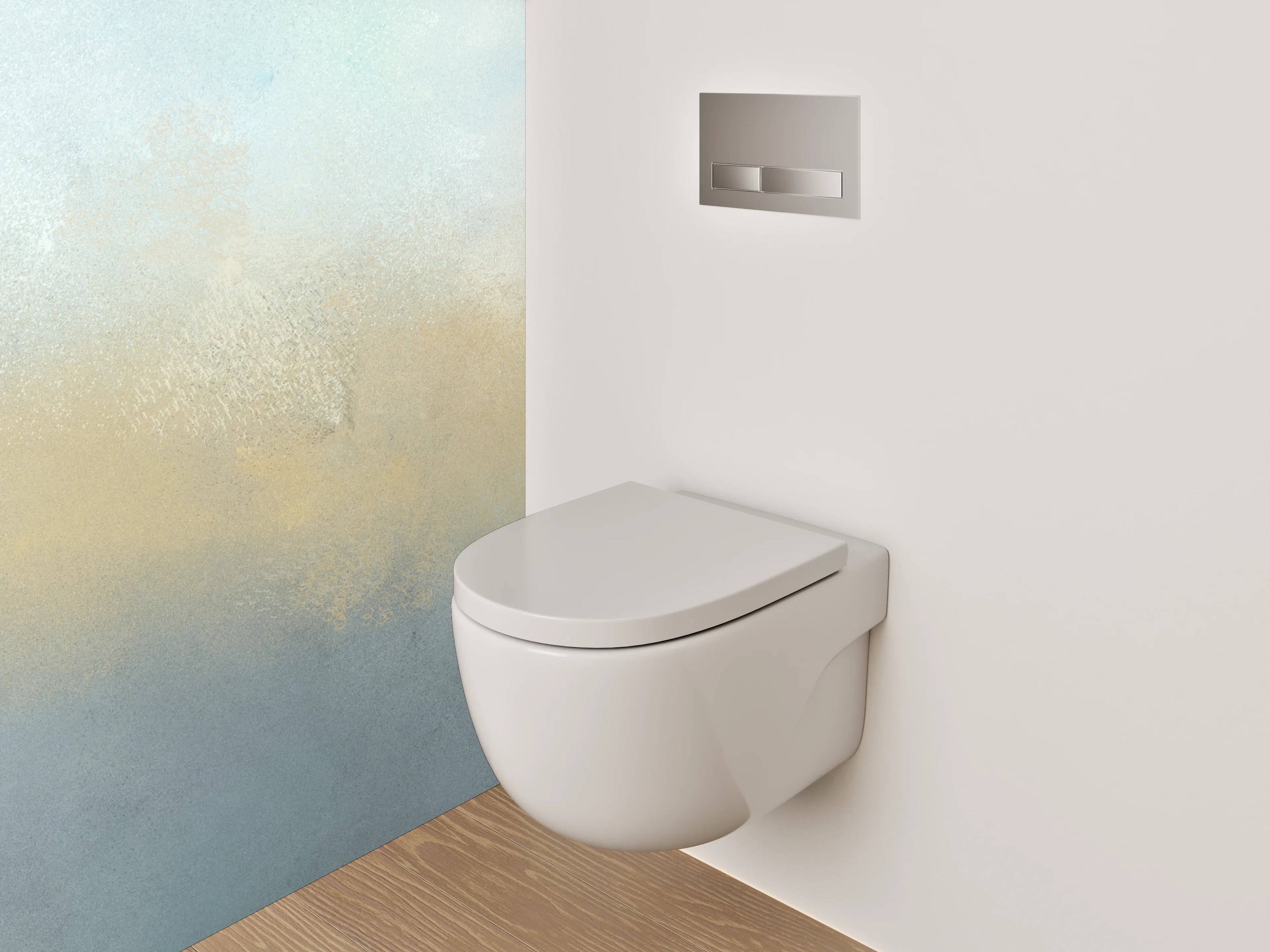 WC-Rückwand - Aquarell Nebel in sanftem Weiß